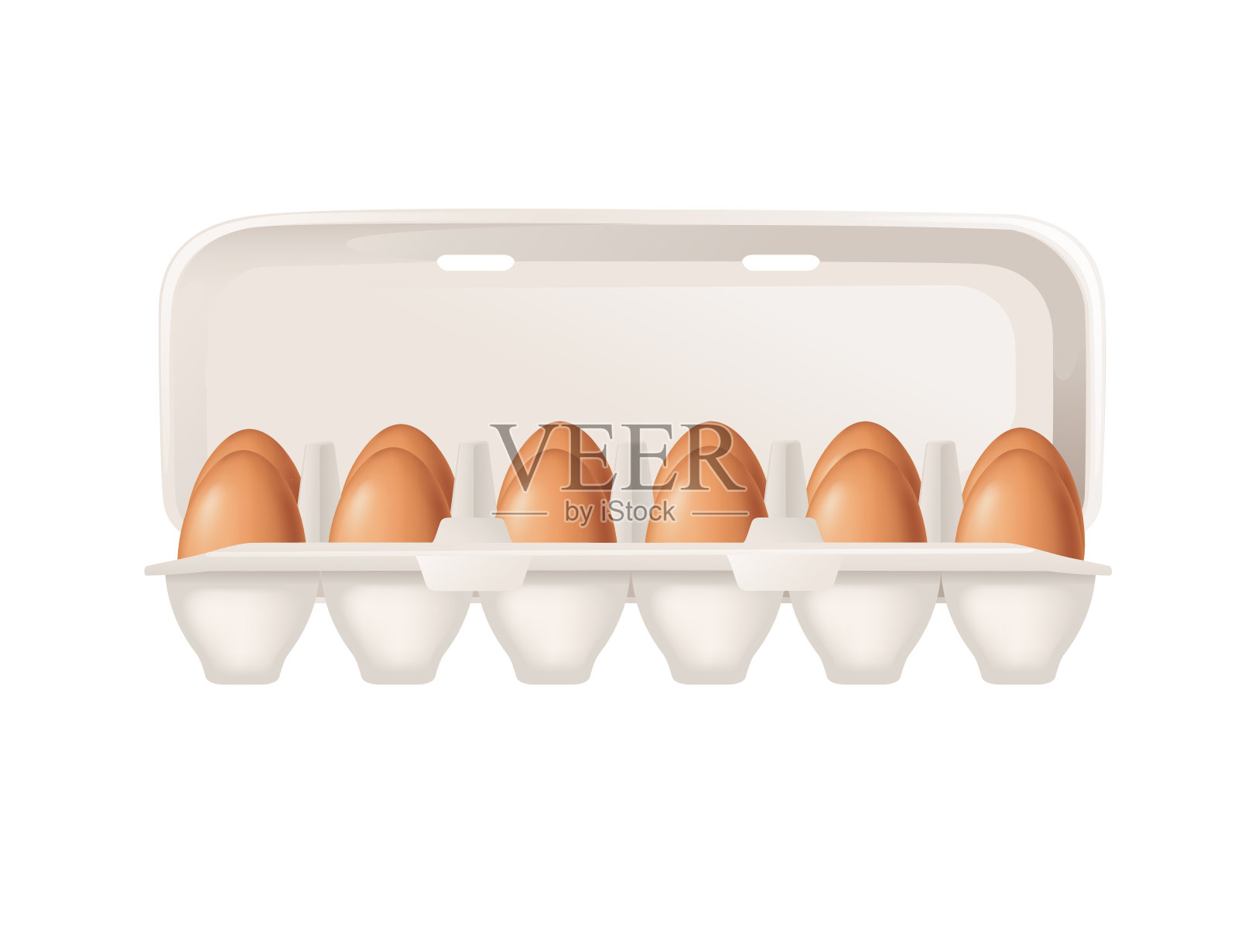 鸡蛋在纸板箱包装矢量插图白色背景插画图片素材