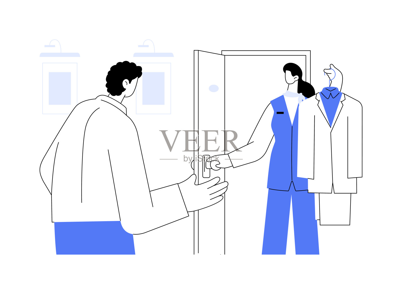 酒店洗衣服务抽象概念矢量插图。插画图片素材