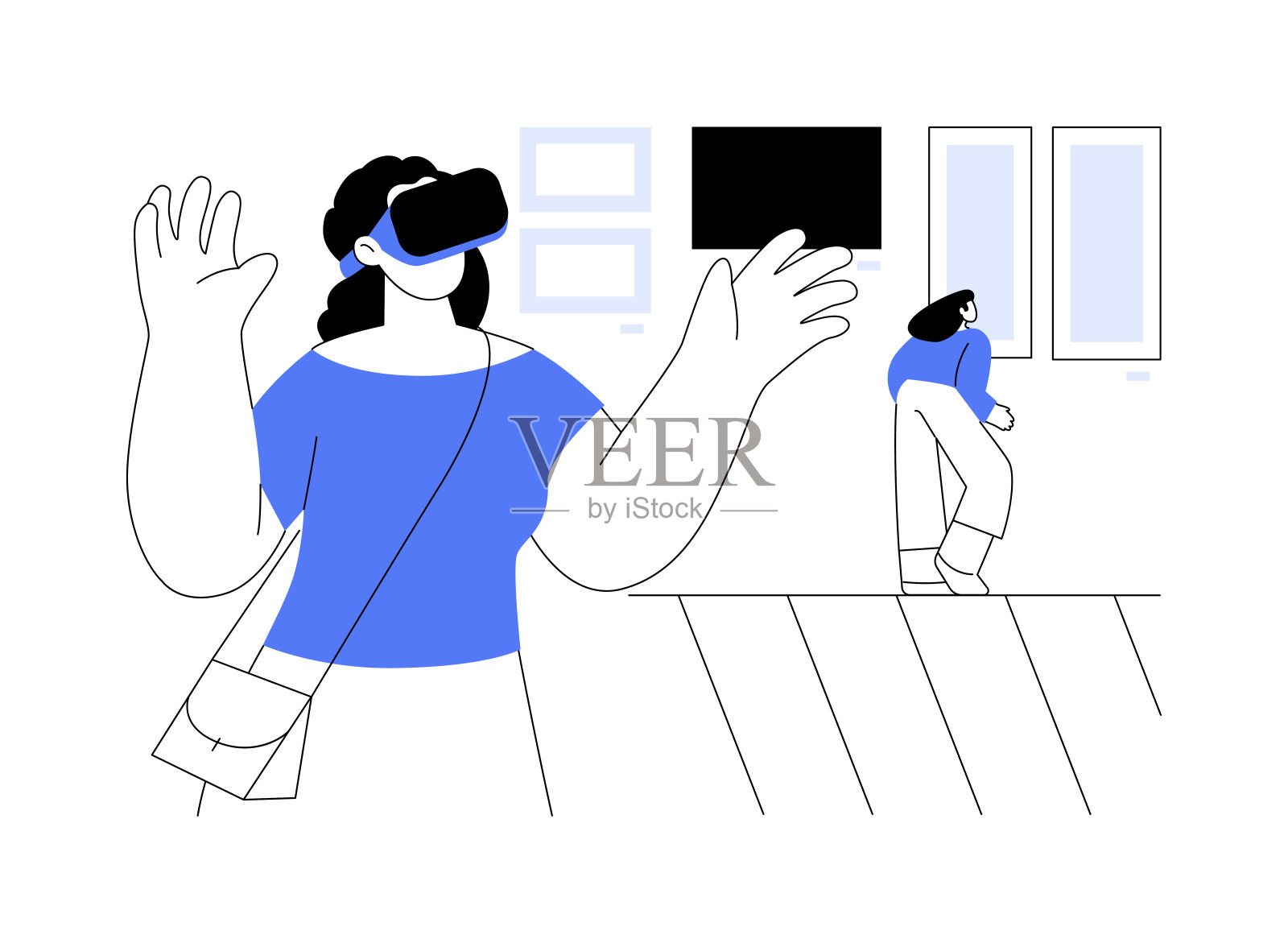 博物馆虚拟参观抽象概念矢量插图。插画图片素材