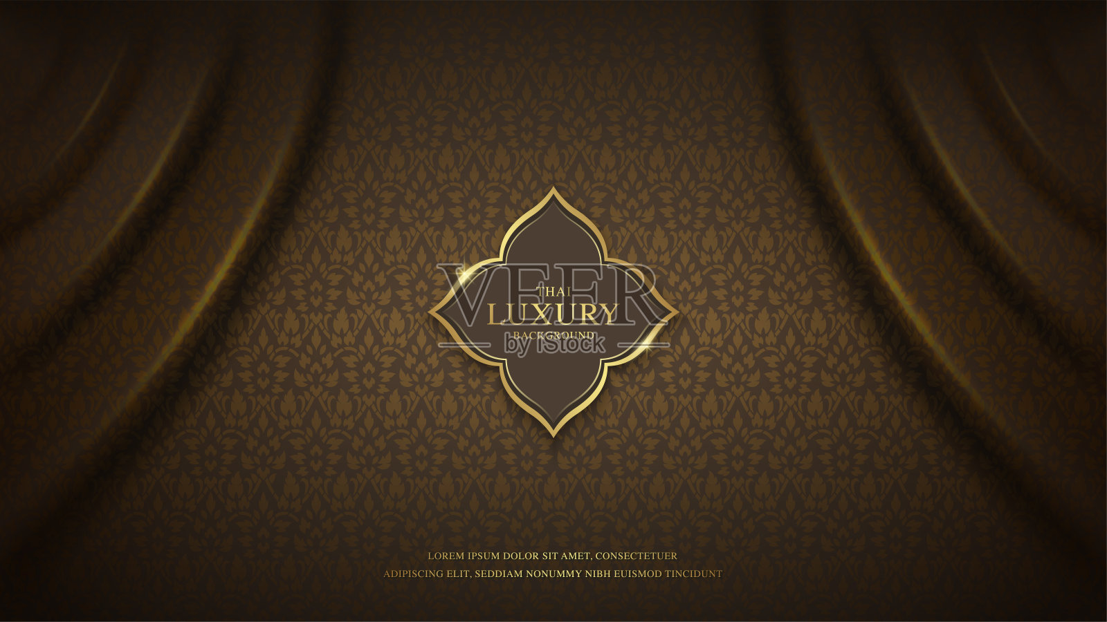 金色亚洲艺术奢华旗帜,背景图案为装饰插画图片素材