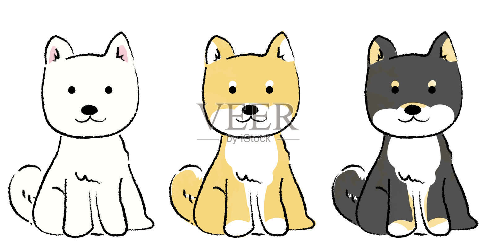 手写风格简单可爱的柴犬插图插画图片素材