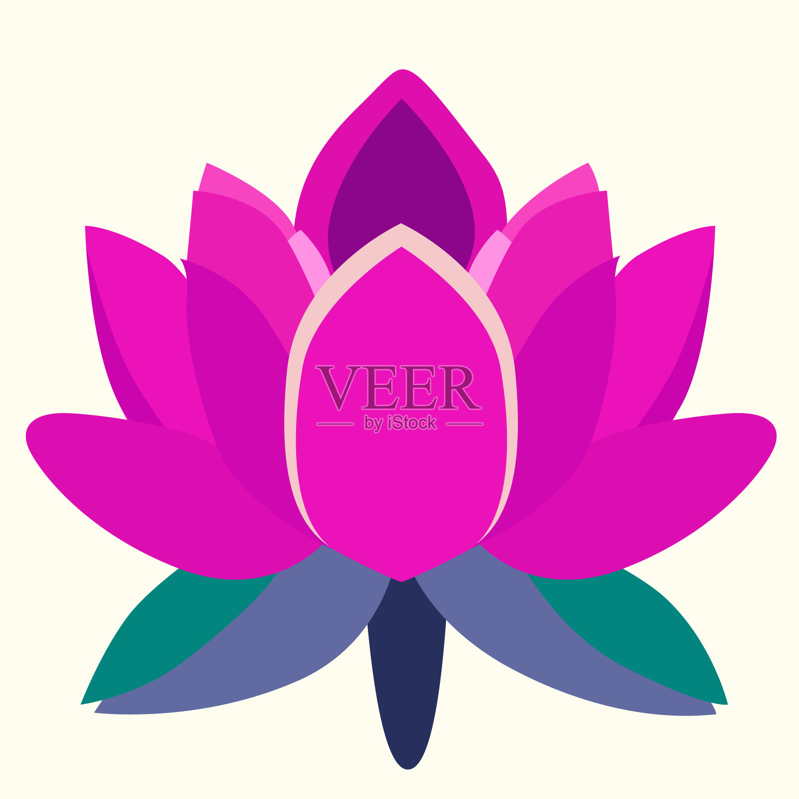 美丽的莲花开着五颜六色的花插画图片素材