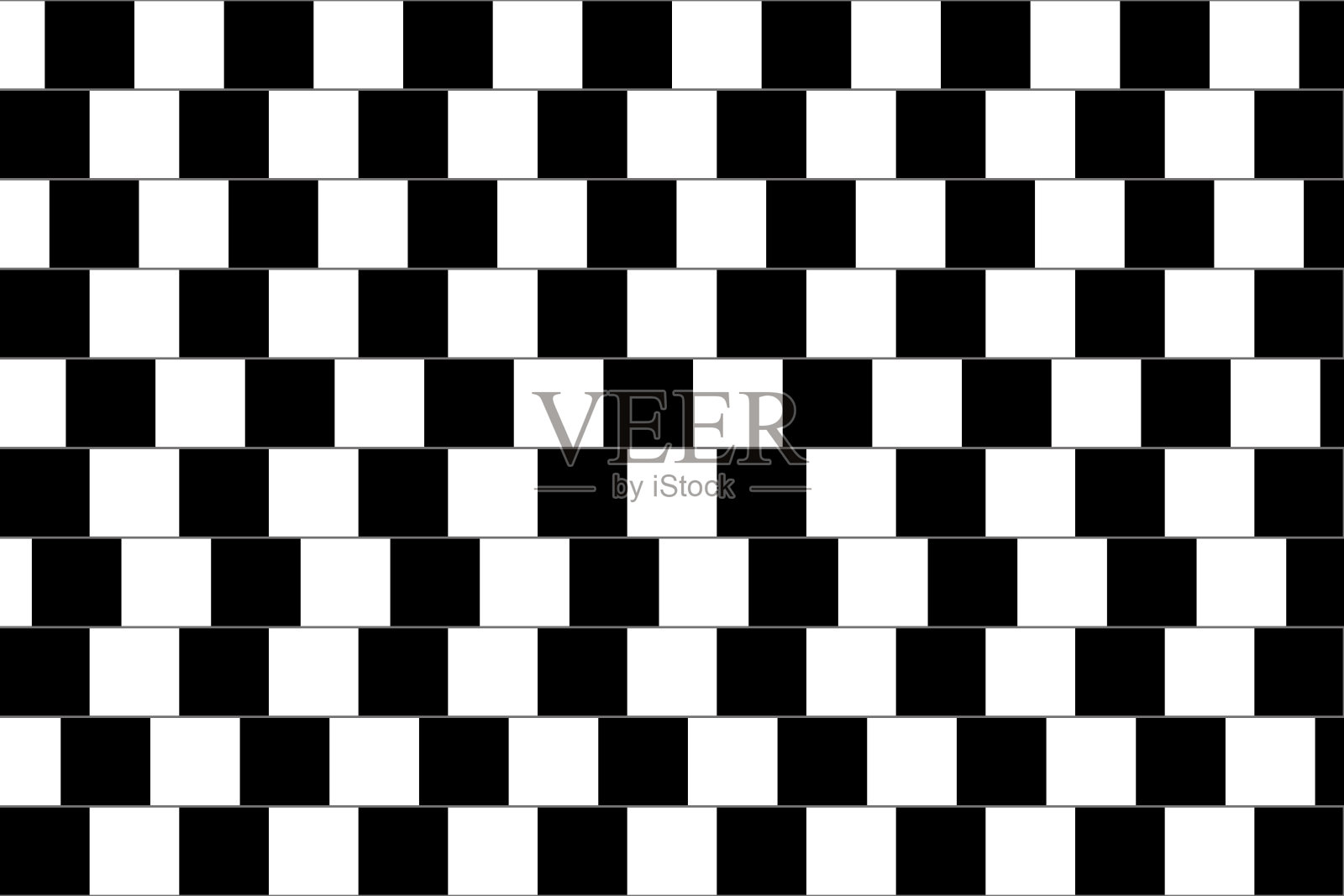 用正方形移动水平平行线。具有错觉效果的视错觉。黑白格子图案。马赛克纹理与视觉欺骗主题插画图片素材