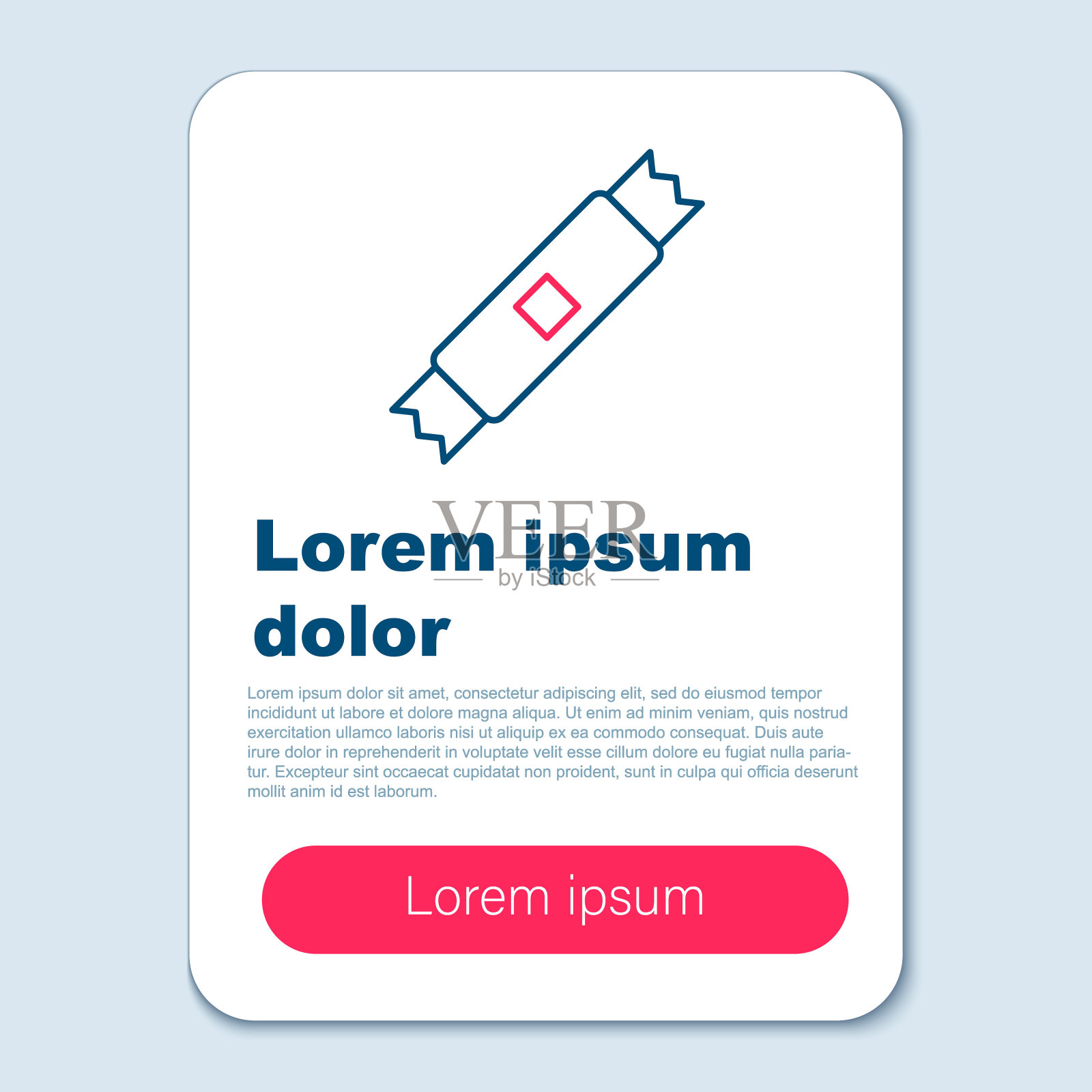 线糖棒包图标隔离在灰色背景。散装食品如咖啡、盐、香料的空白单件包装。色彩缤纷的轮廓概念。向量插画图片素材