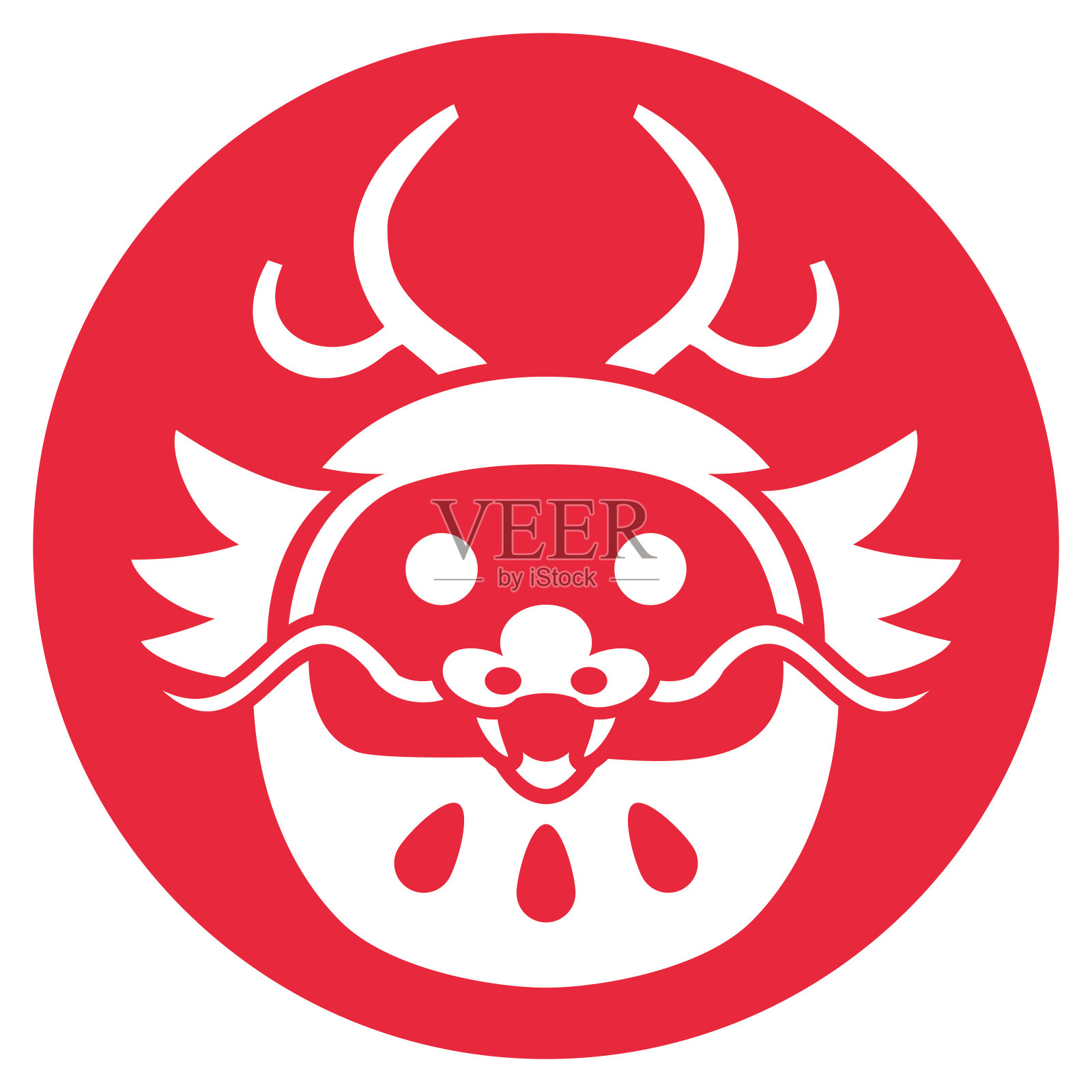 红色圆圈上的中国龙年生肖橡皮图章。插画图片素材