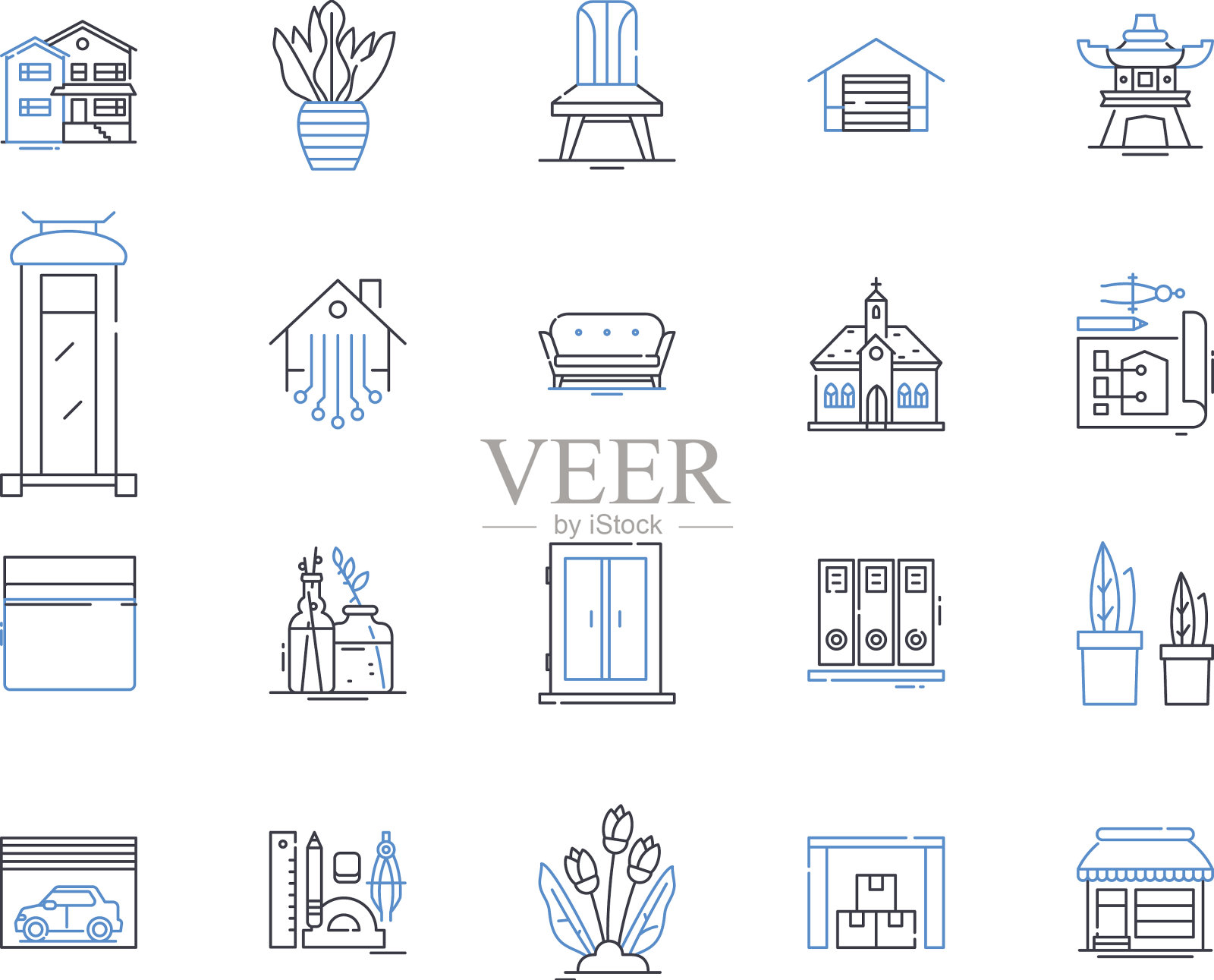 复兴线图标集合振兴图标素材