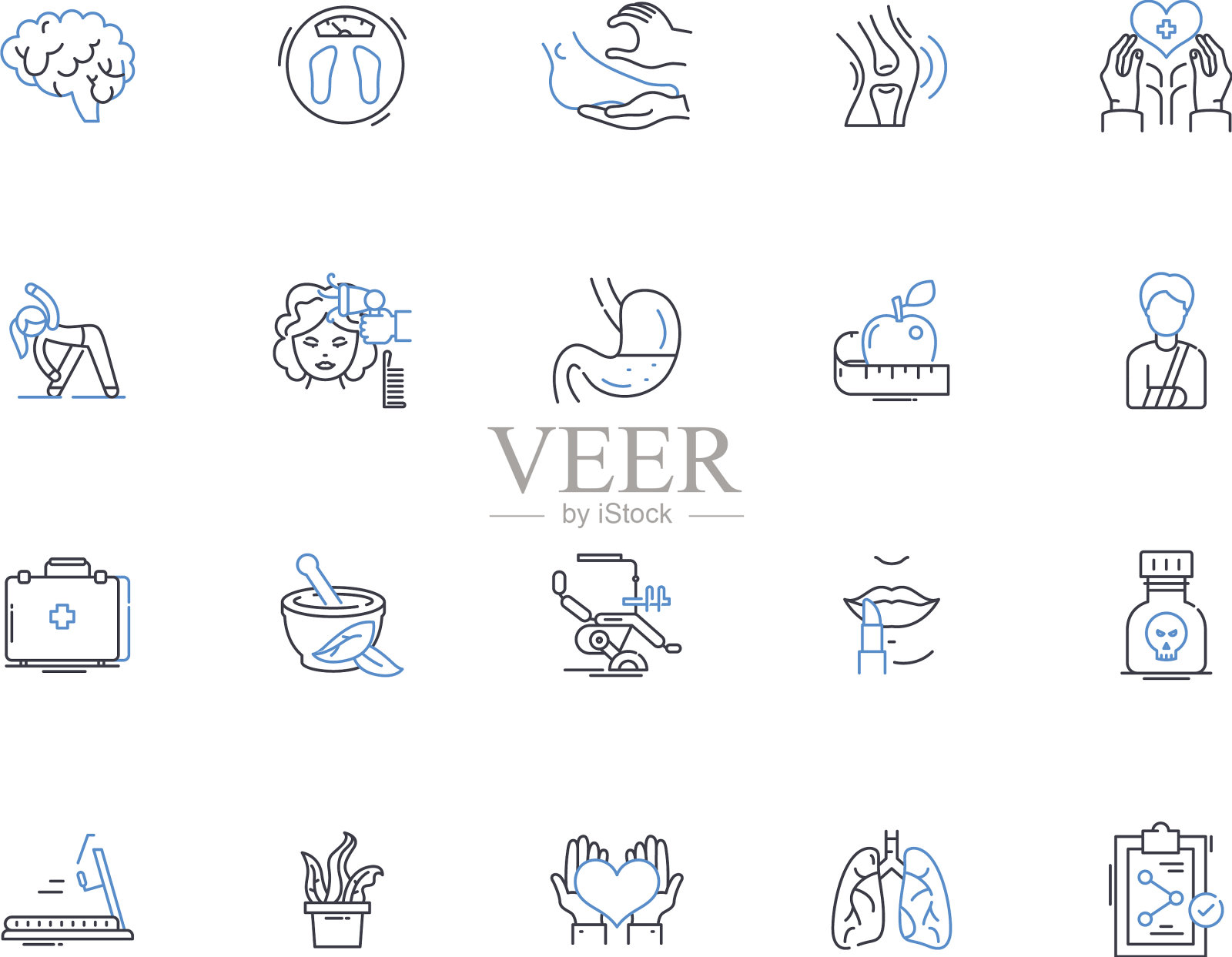 牙科线图标集合牙套填充插画图片素材