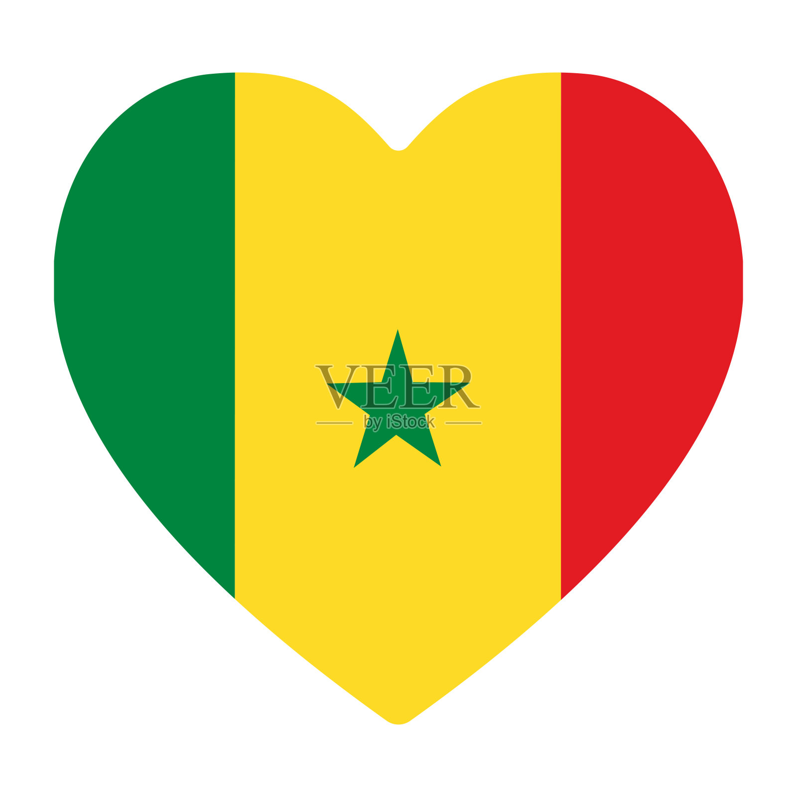 塞内加尔国旗。塞内加尔国旗成形插画图片素材