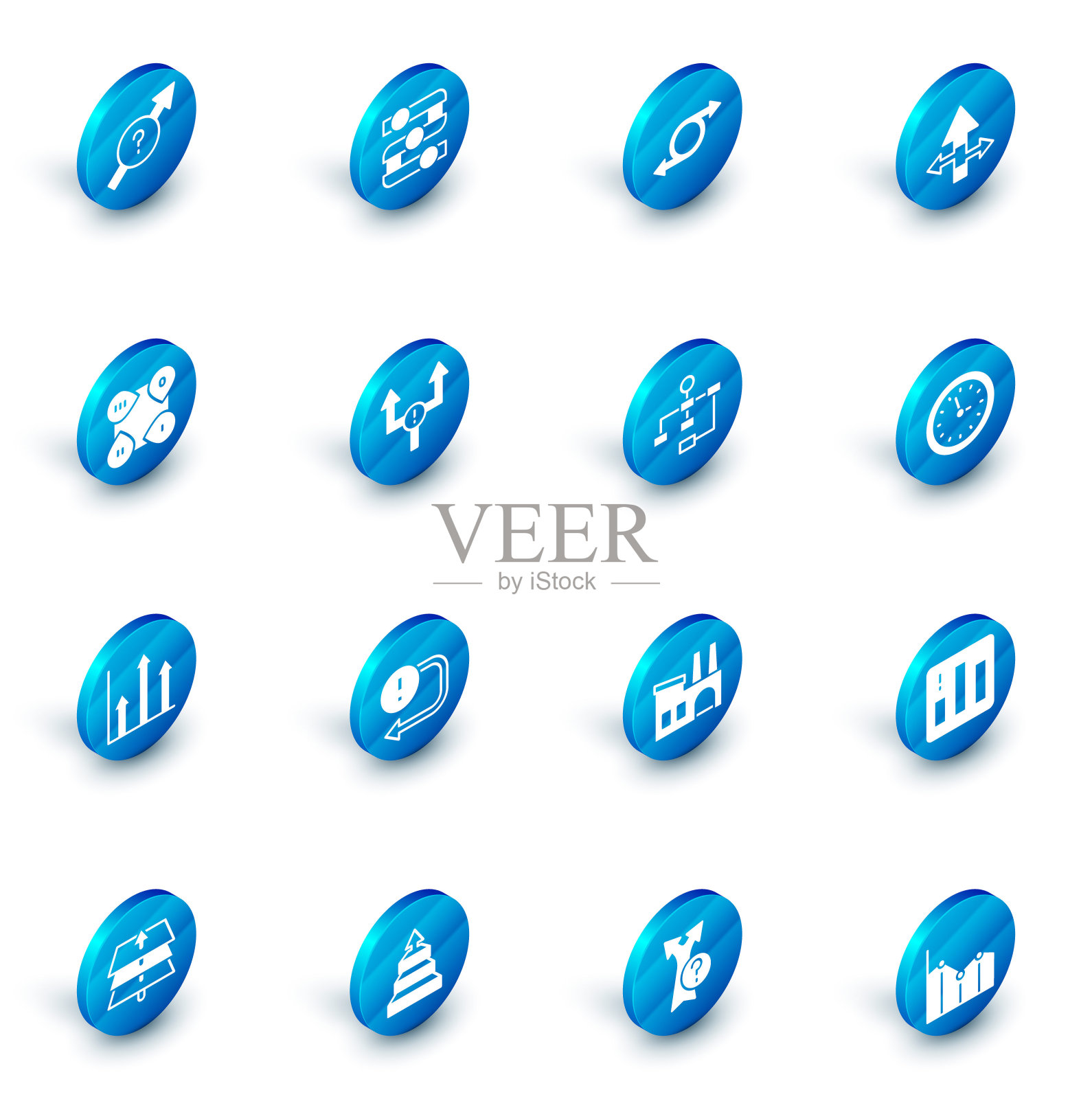 设置图形,图表,图表,箭头,信息图元素,饼信息图,时钟和层次结构图图标。向量图标素材