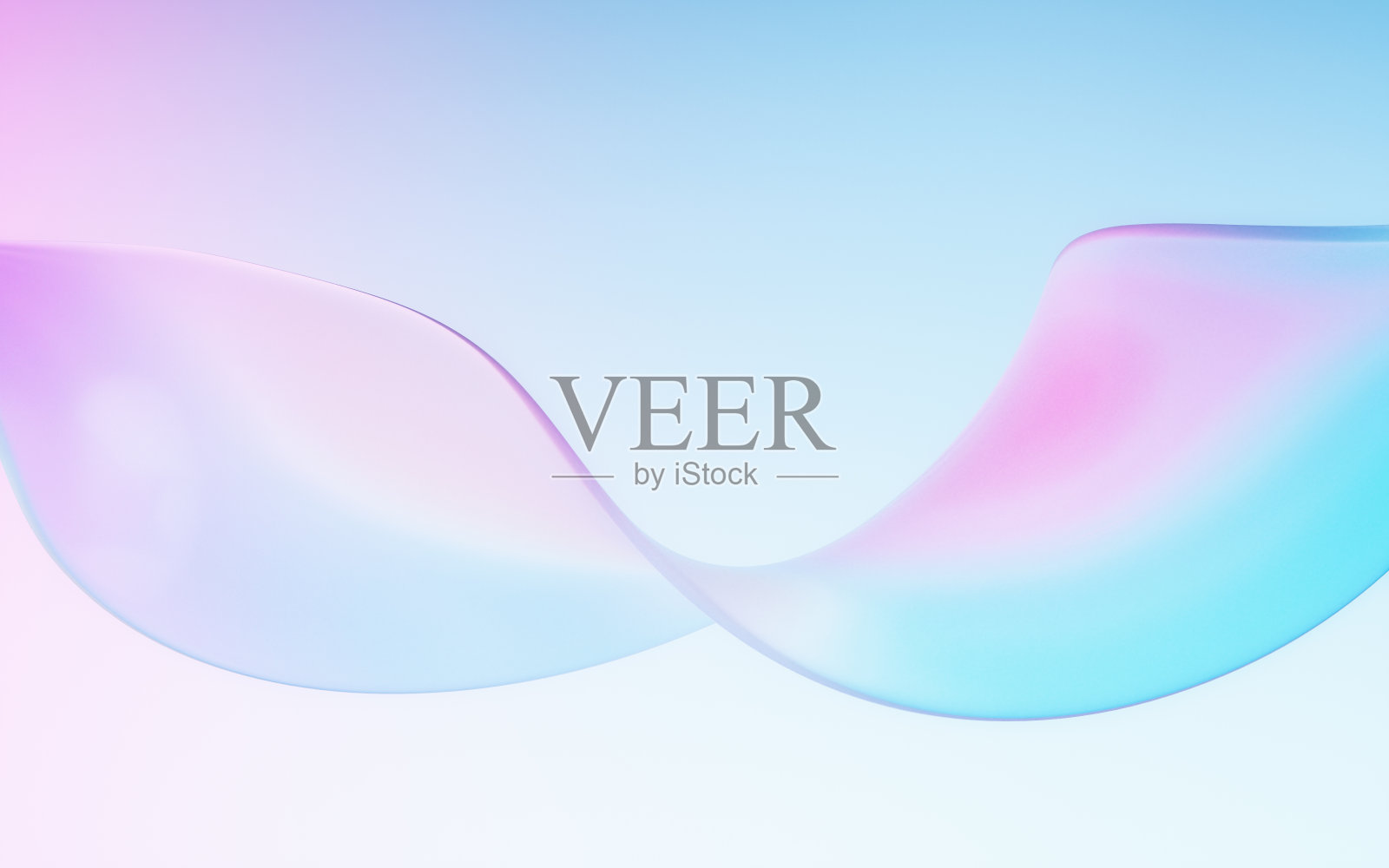 流动波透明玻璃布,3d渲染。照片摄影图片