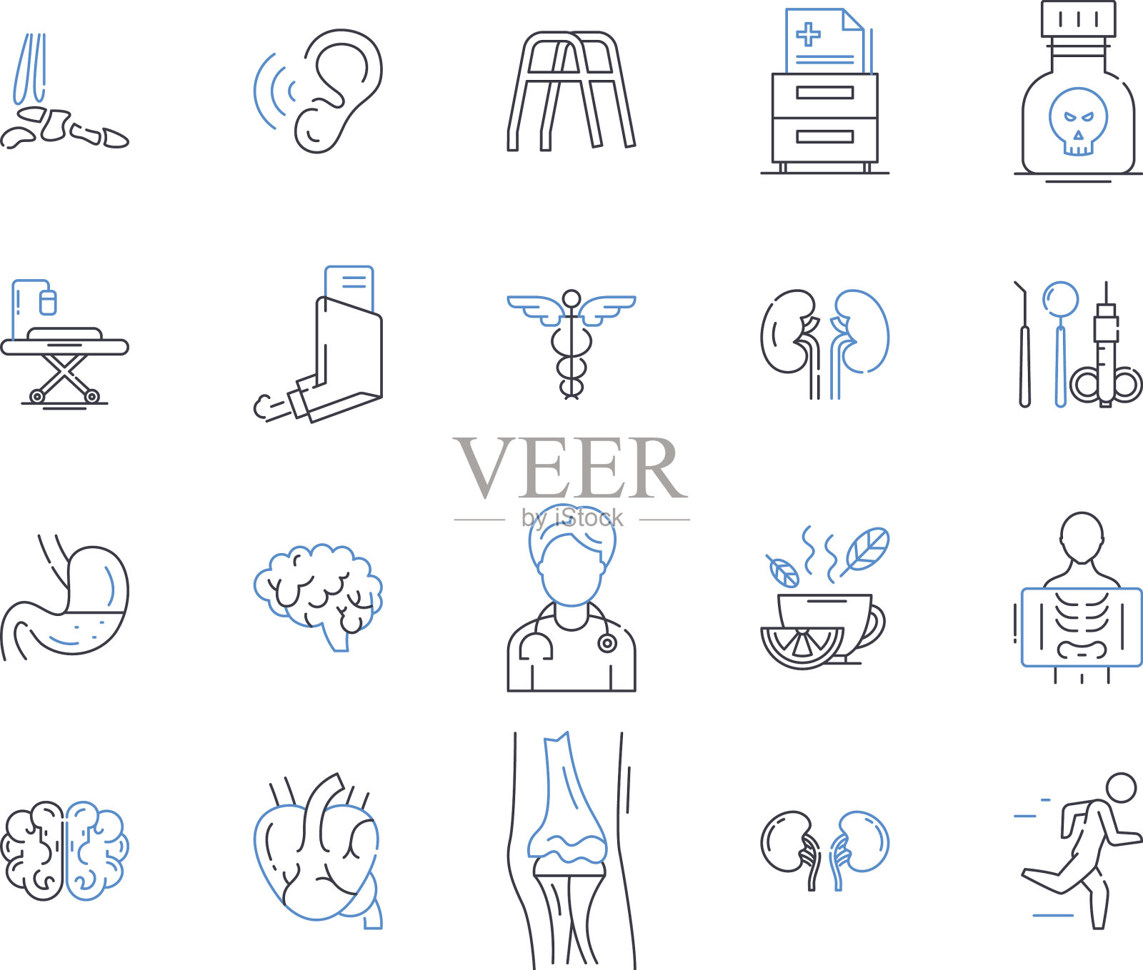 远程医疗线路图标收集远程插画图片素材
