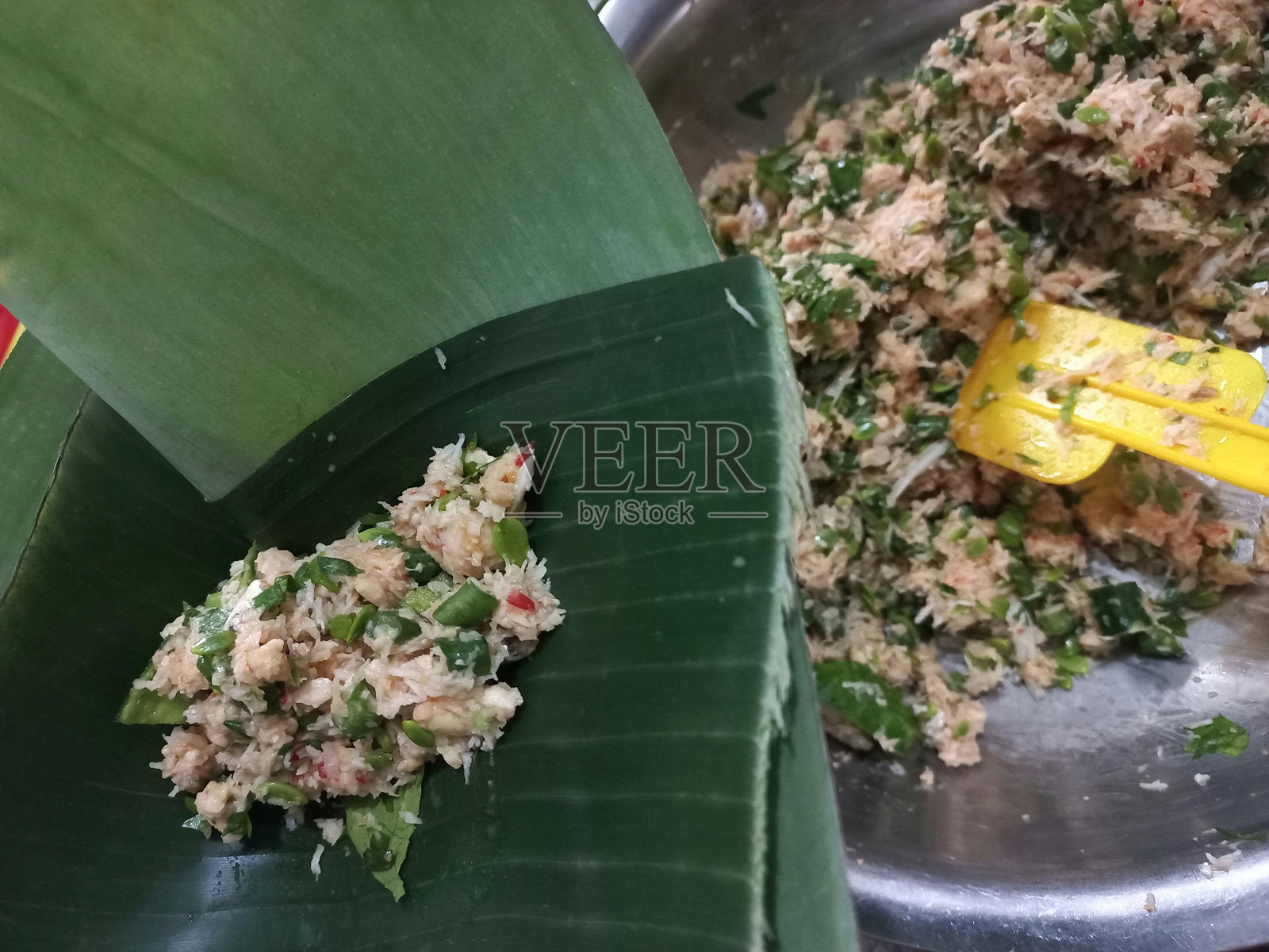 Botok Or Bothok tempe Teri食材图片|传统食物准备库存照片照片摄影图片