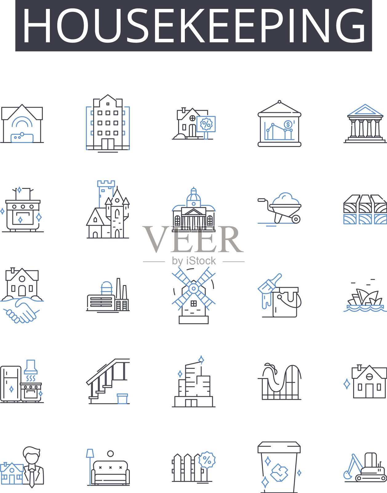 家政线图标收集保洁员图标素材
