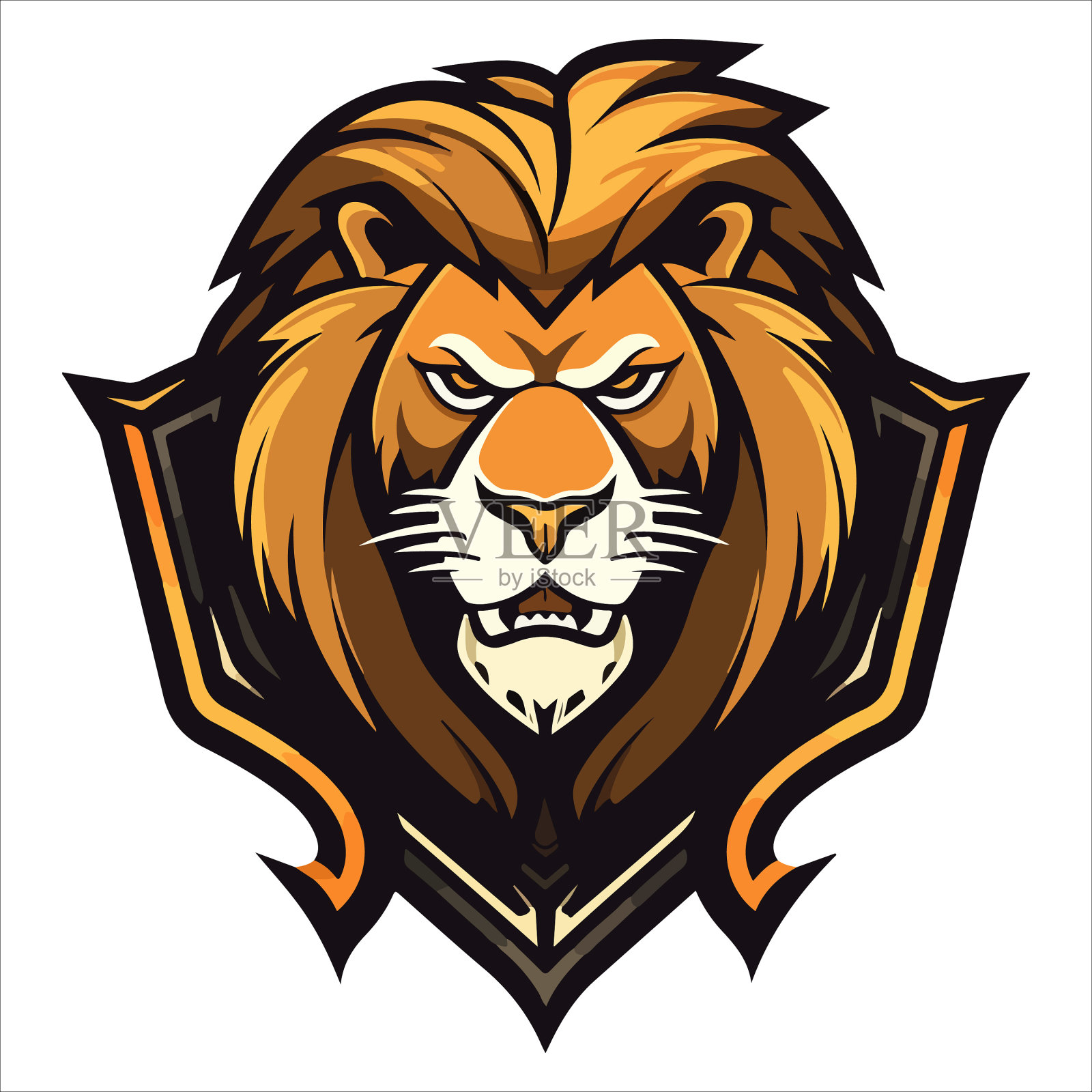 狮子头酷标志吉祥物电子竞技设计模板插画图片素材