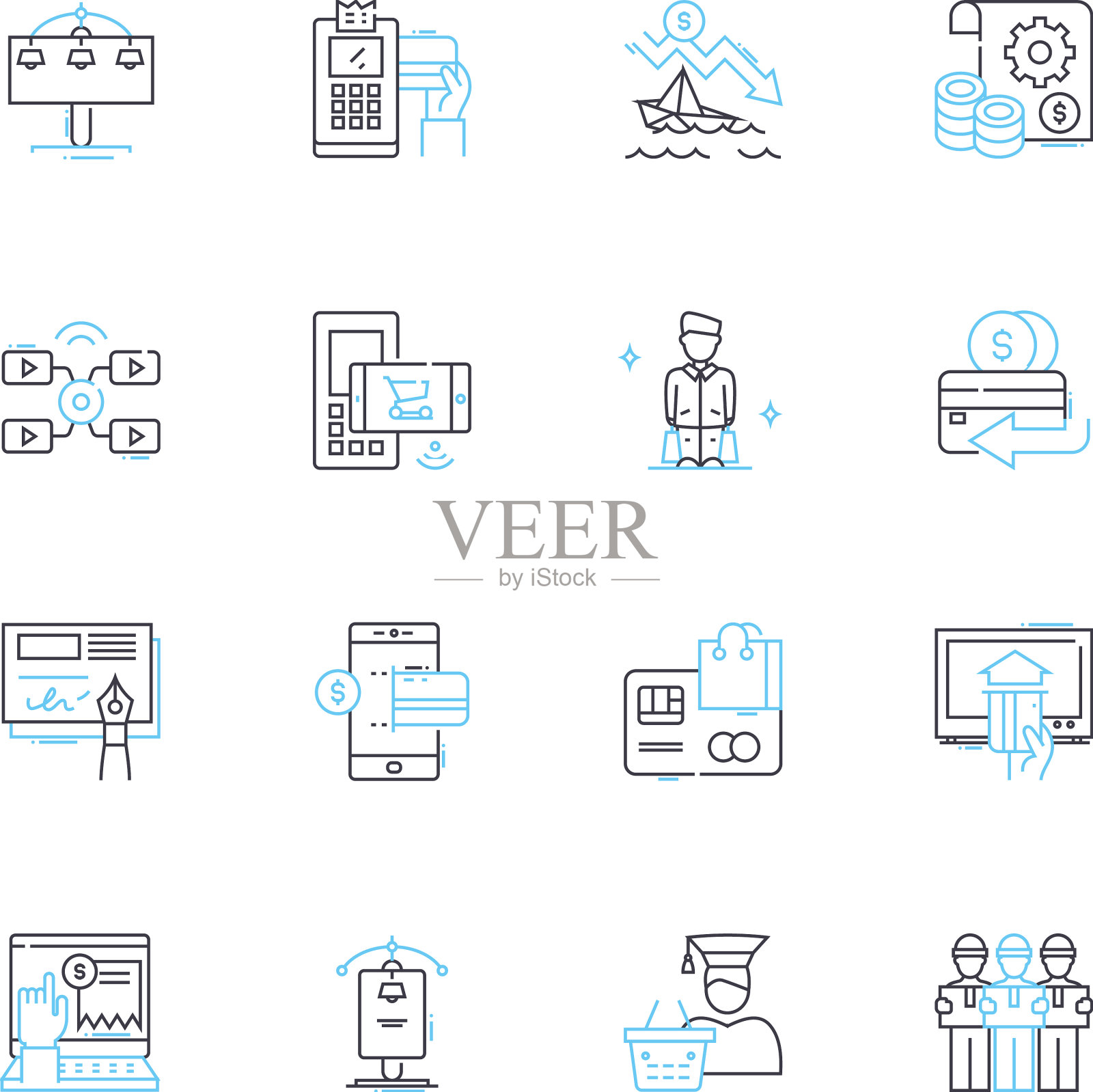 品牌策略线性图标集标识图标素材