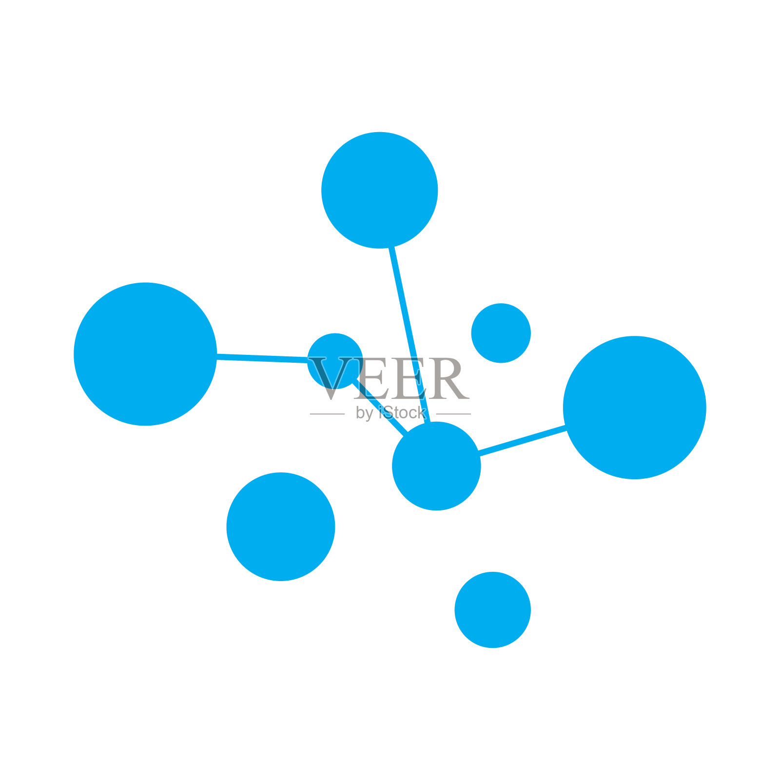 神经元标志或神经细胞标志设计,分子标志插图模板图标与矢量概念插画图片素材