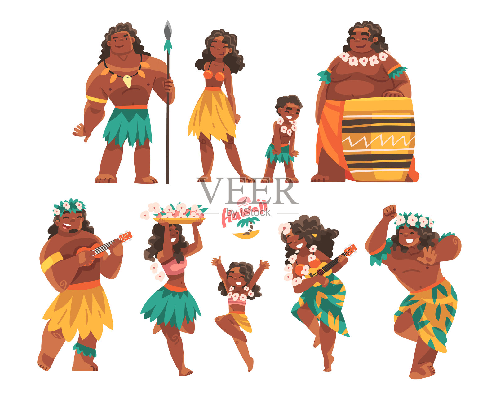 夏威夷人的性格用花环或花环插画图片素材