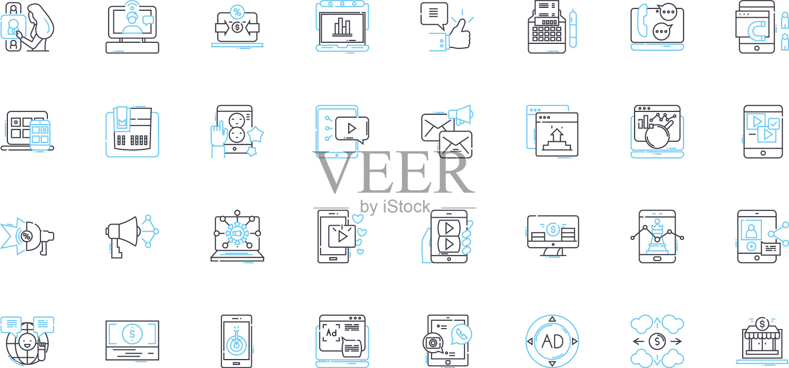 品牌策略线性图标集图标素材