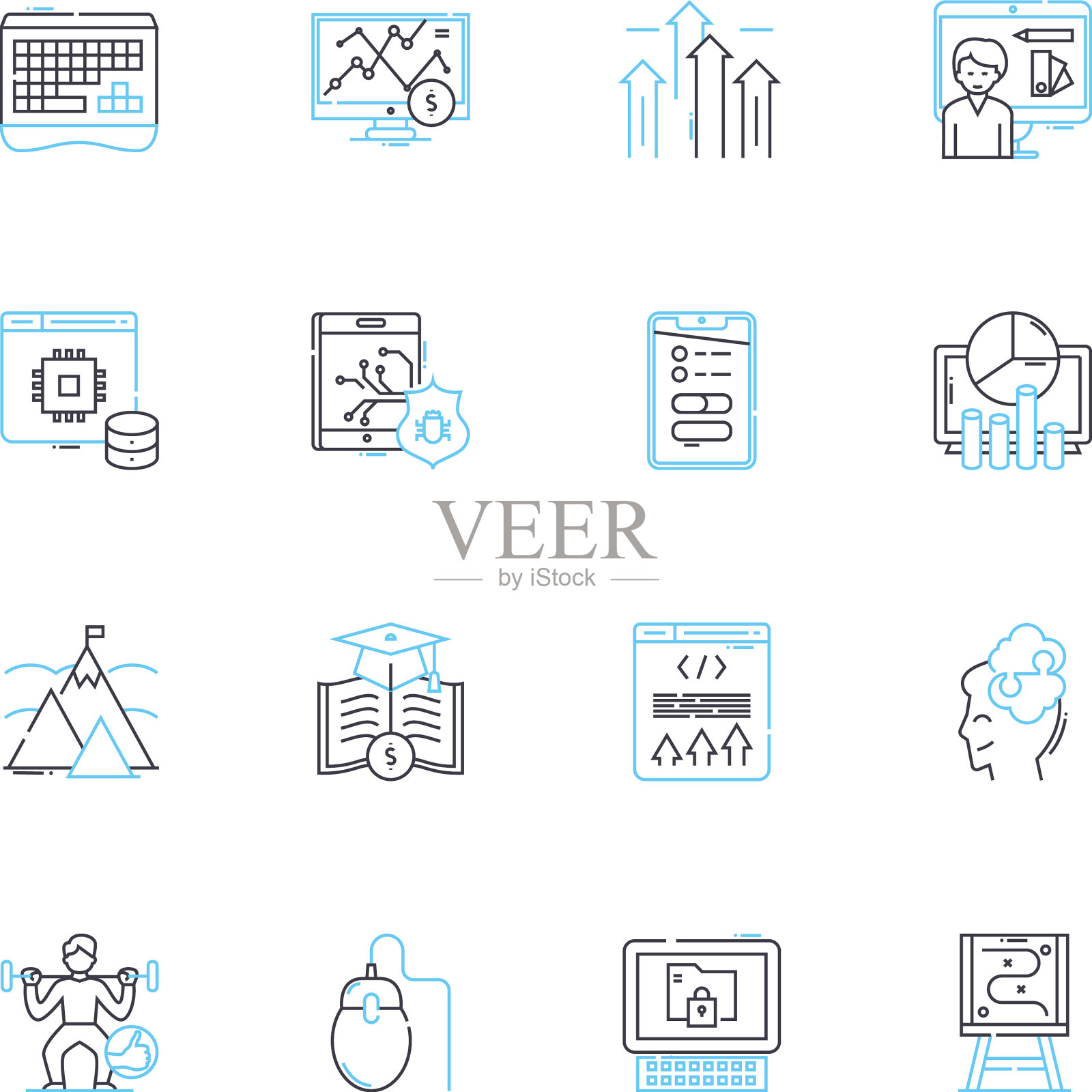 社交应用线性图标设置沟通图标素材