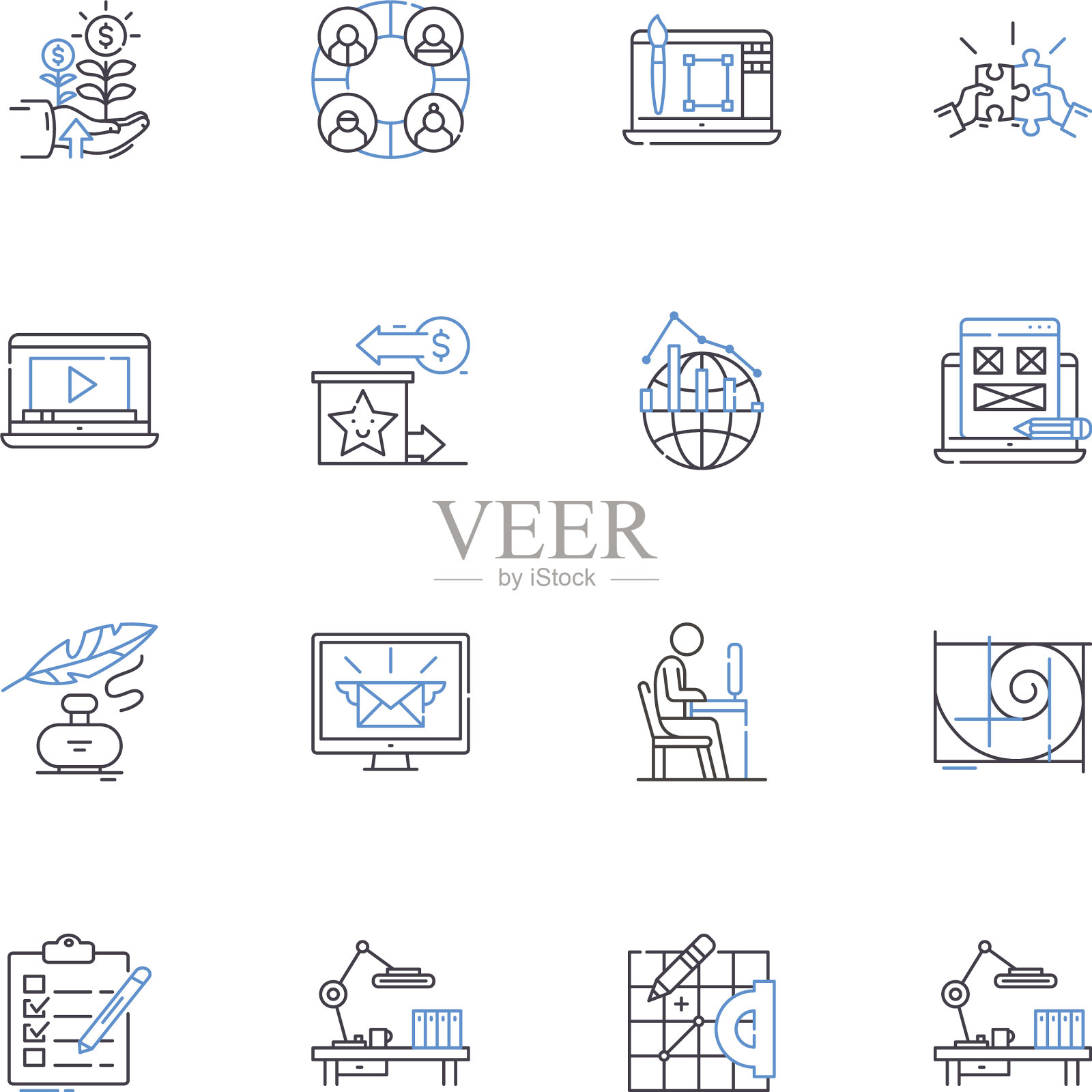 诊所和教练线图标集合运行状况图标素材