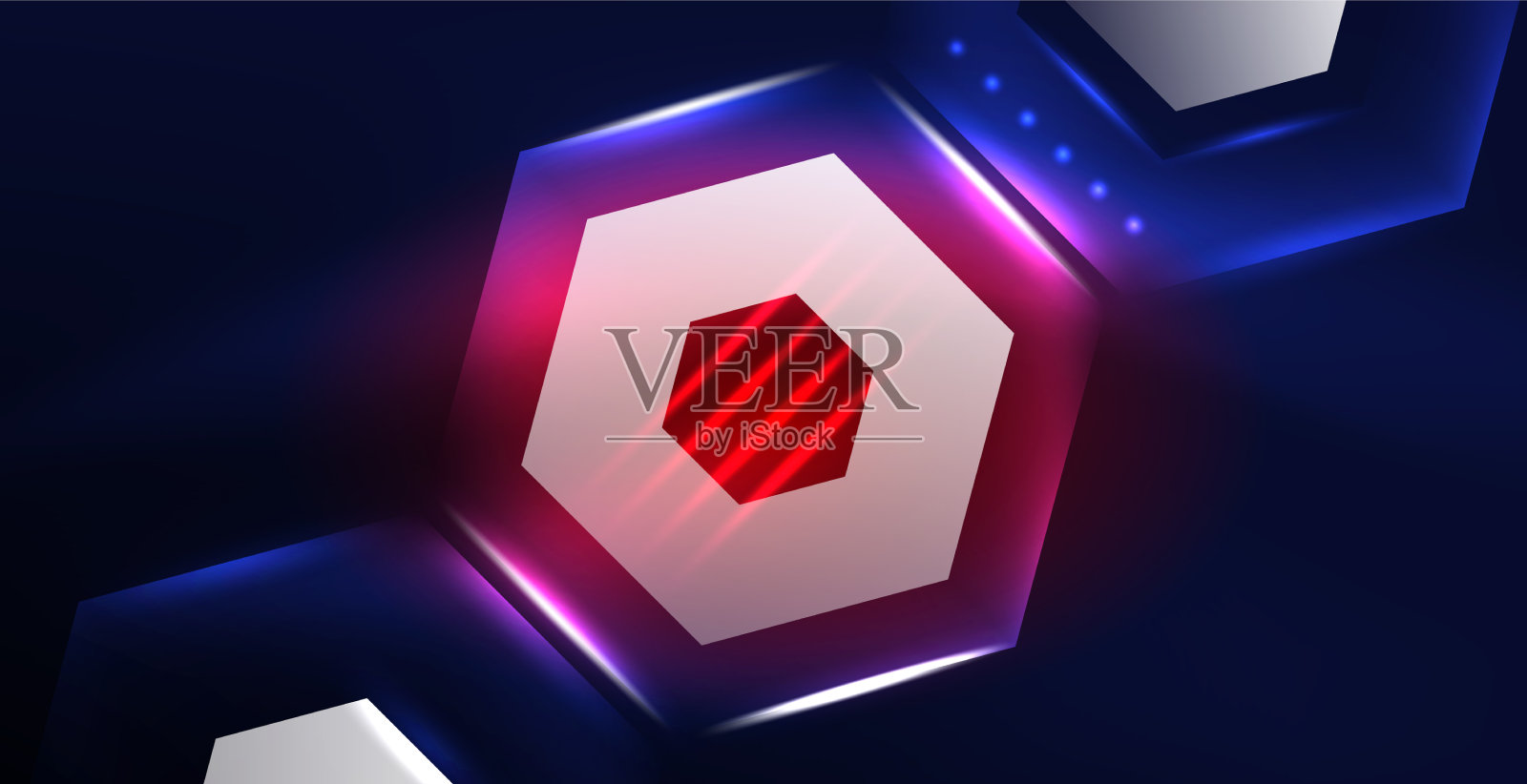 抽象背景霓虹灯六边形插画图片素材