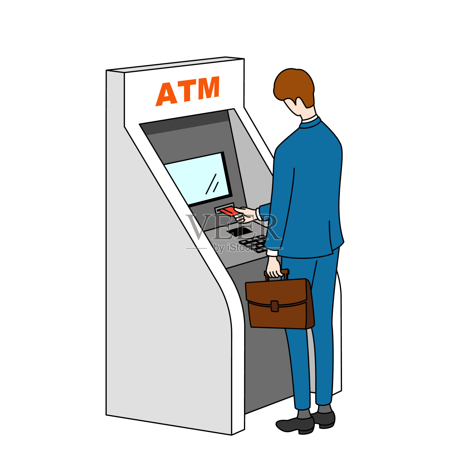 使用ATM机的商人插画图片素材