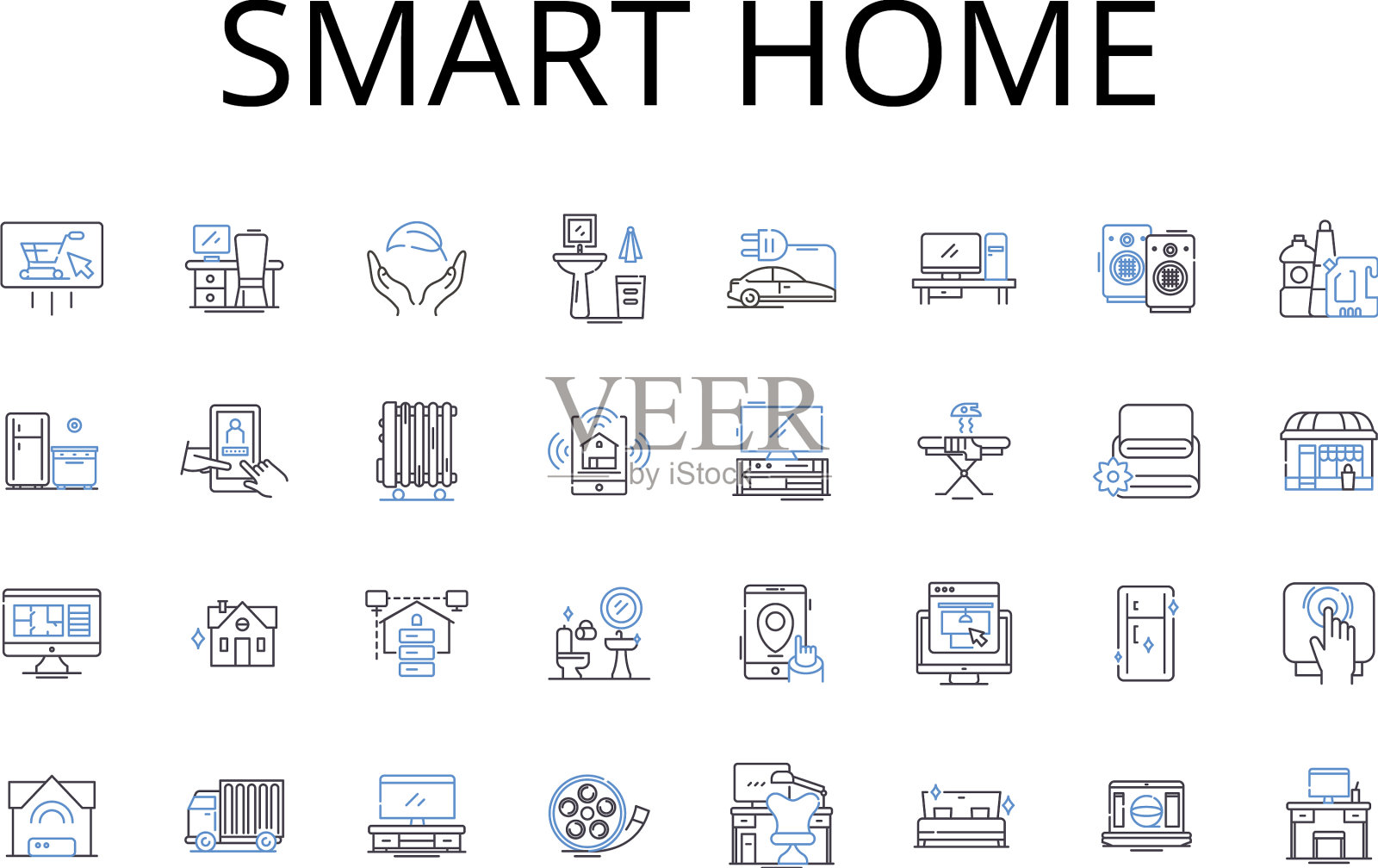 智能家居系列图标集合数字生活图标素材