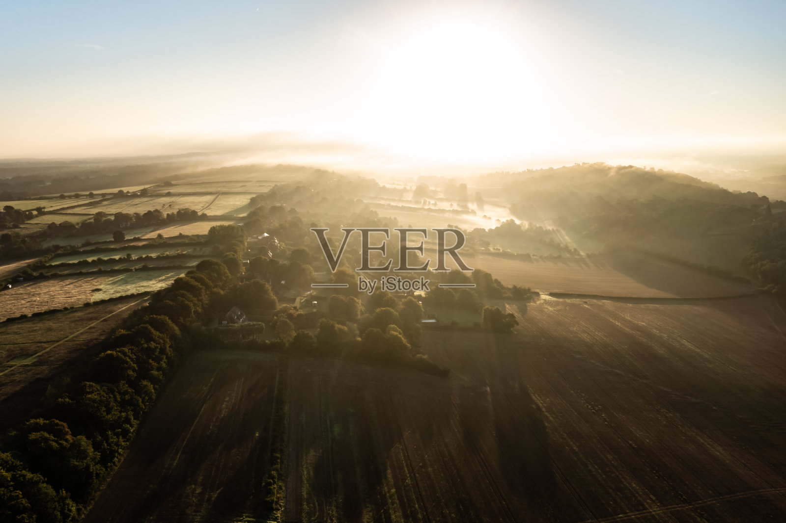 英国萨里郡清晨的日出照片摄影图片