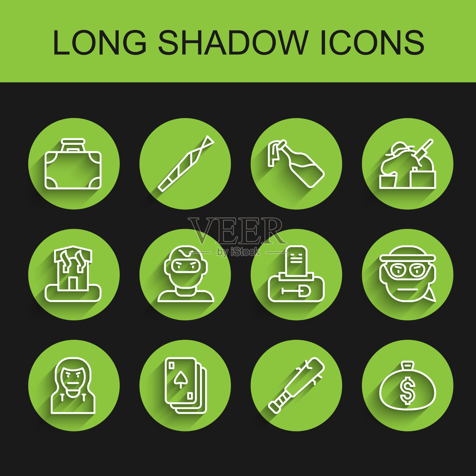 设线贼面具扑克牌公文包和图标素材