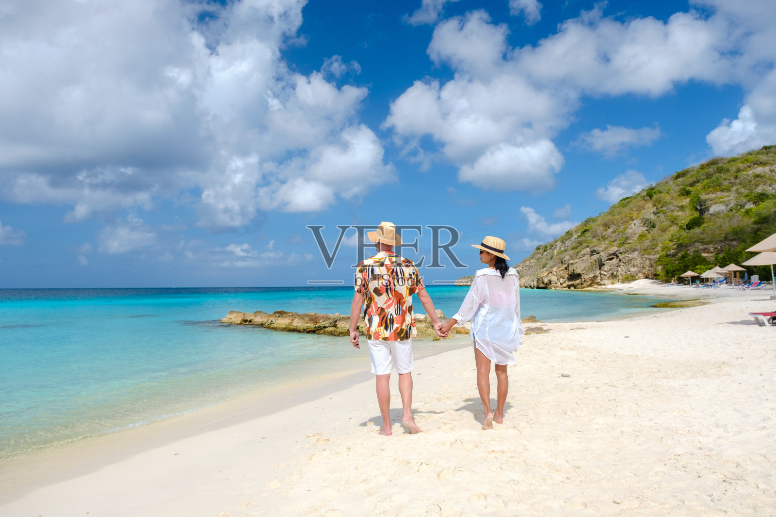 库拉索岛的普拉亚波尔图玛丽海滩,加勒比海库拉索岛的热带海滩照片摄影图片