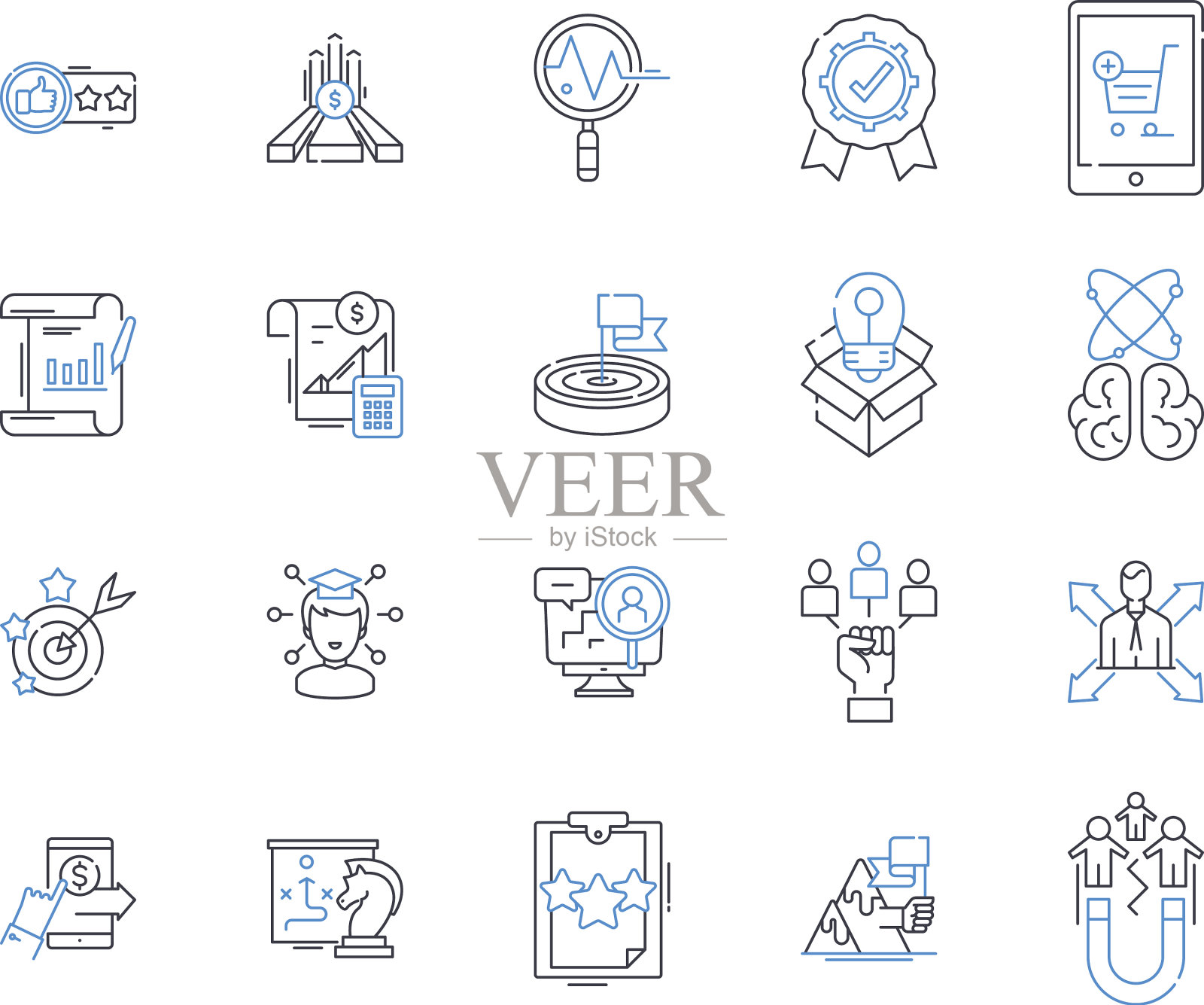 企业文化线图标集合图标素材
