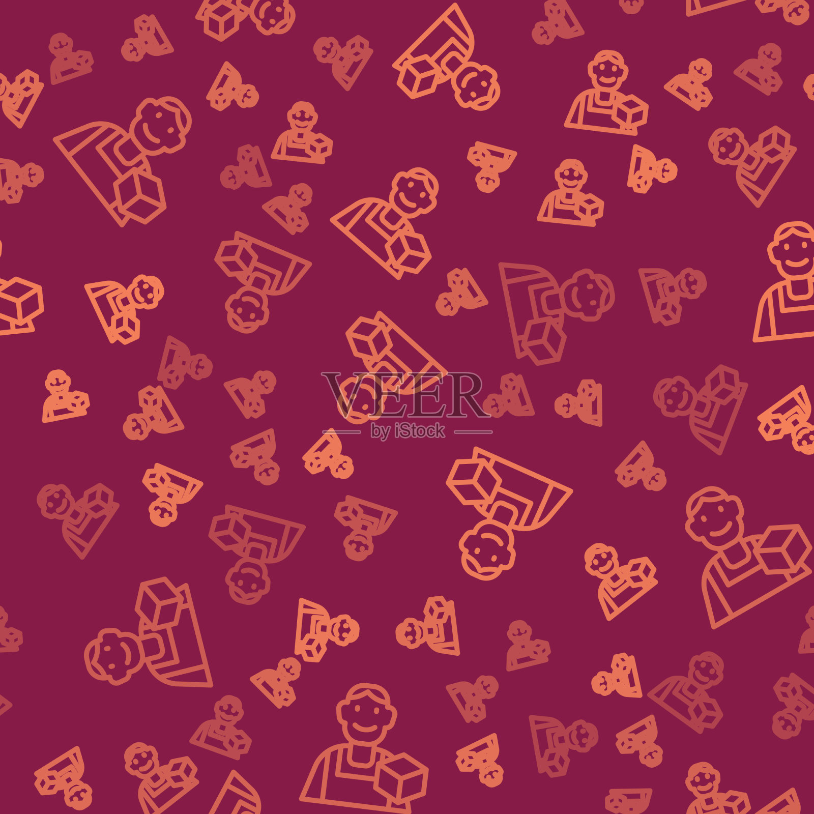 棕线图形设计师图标隔离无缝插画图片素材