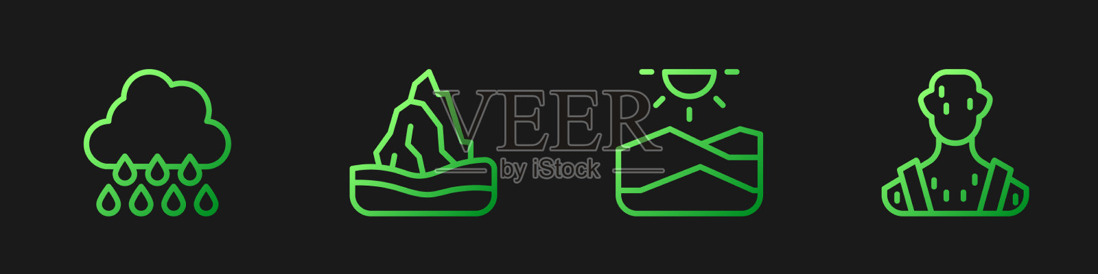 设线旱云与雨冰山和图标素材