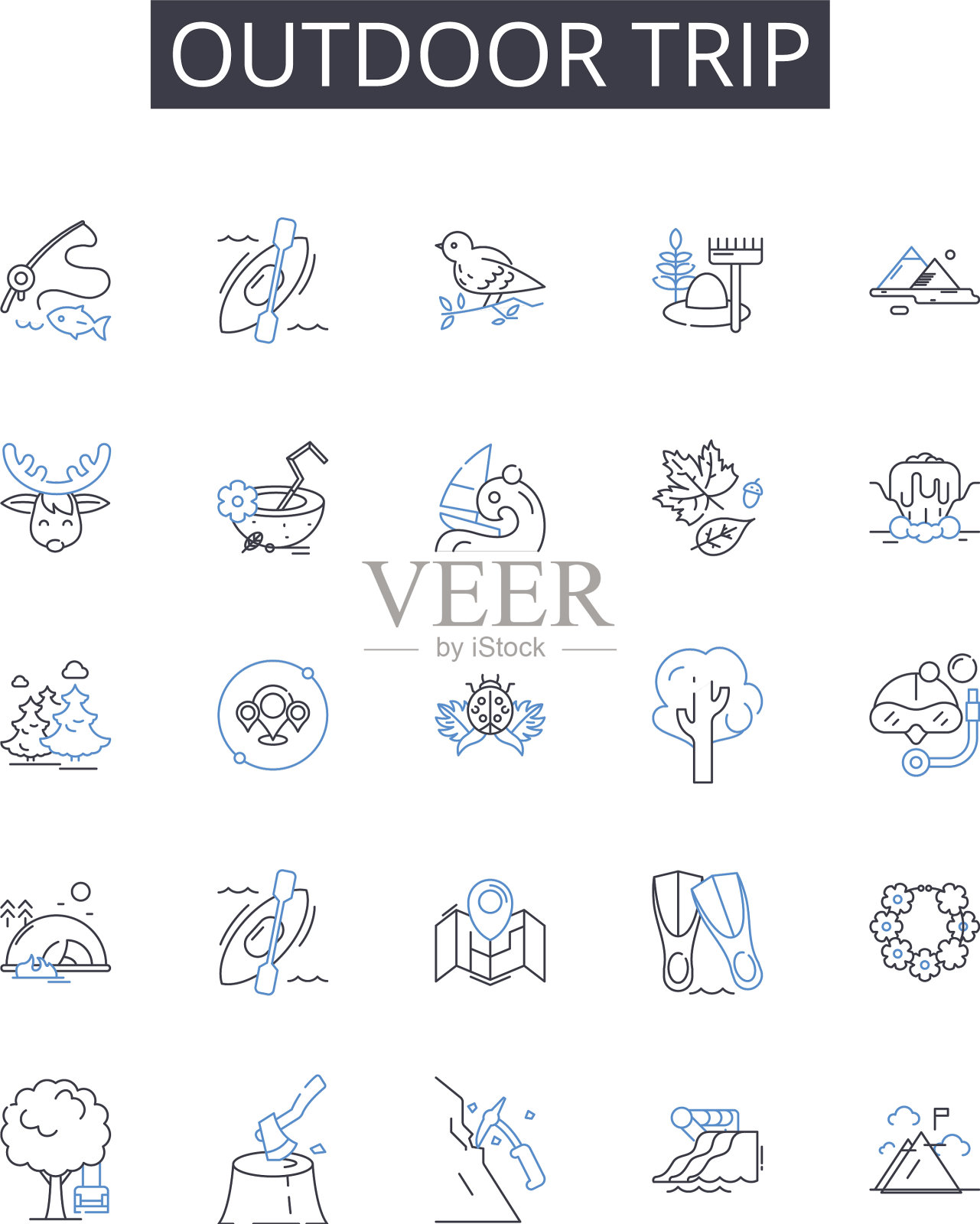 户外旅行路线图标收集海滩度假图标素材