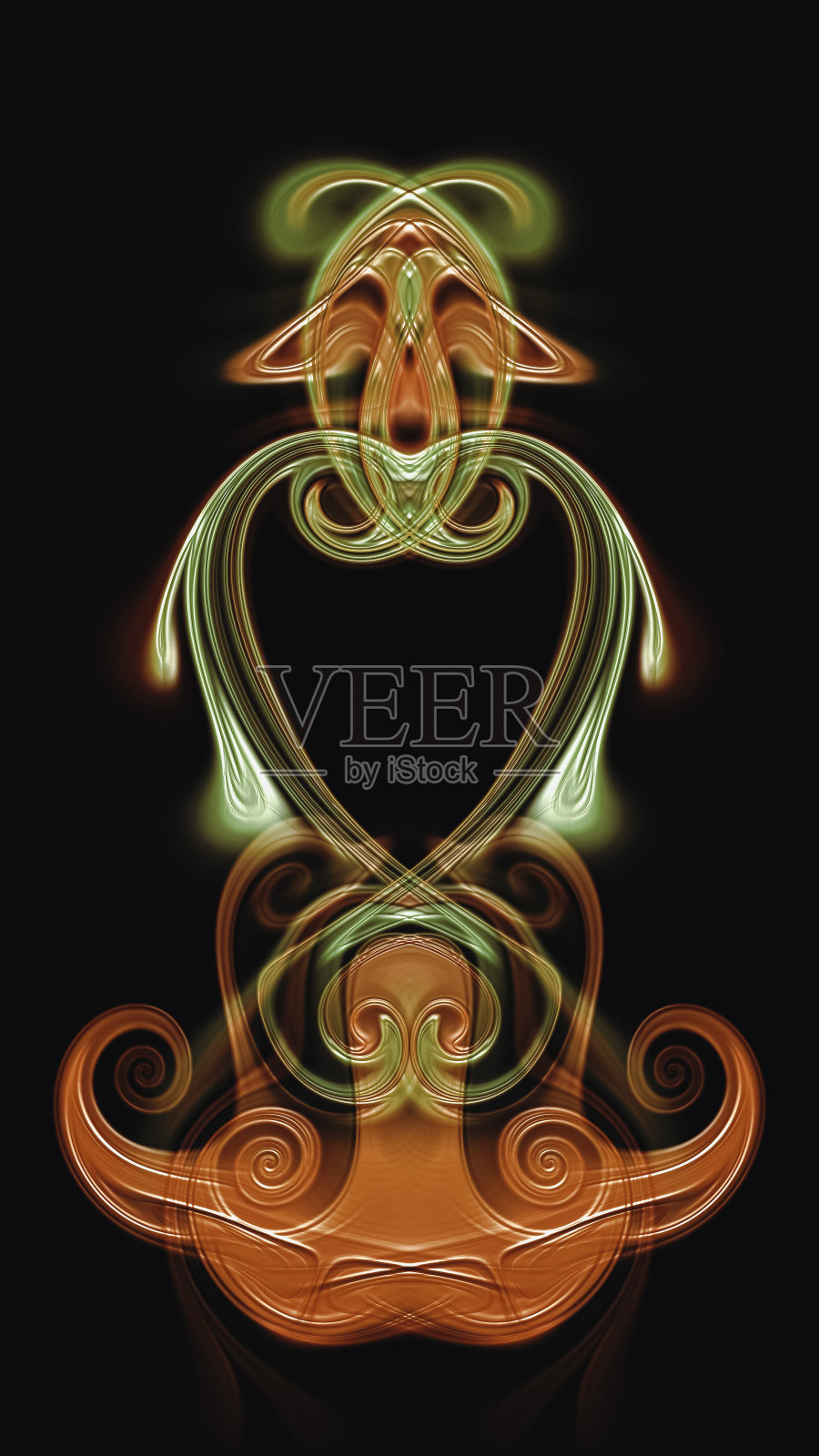 模拟流体纹理,液体油漆-绿色和棕色抽象元素插画图片素材