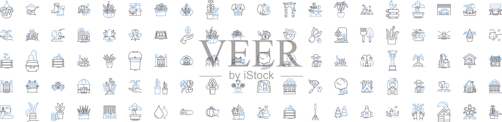 丛林绿色线条图标收集树冠图标素材