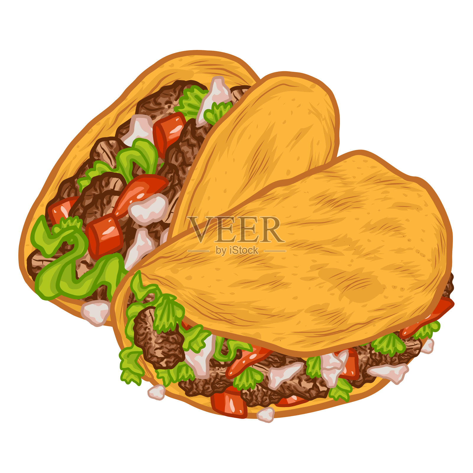 墨西哥玉米卷饼墨西哥传统食物油炸玉米卷饼绘画艺术插图矢量集插画图片素材