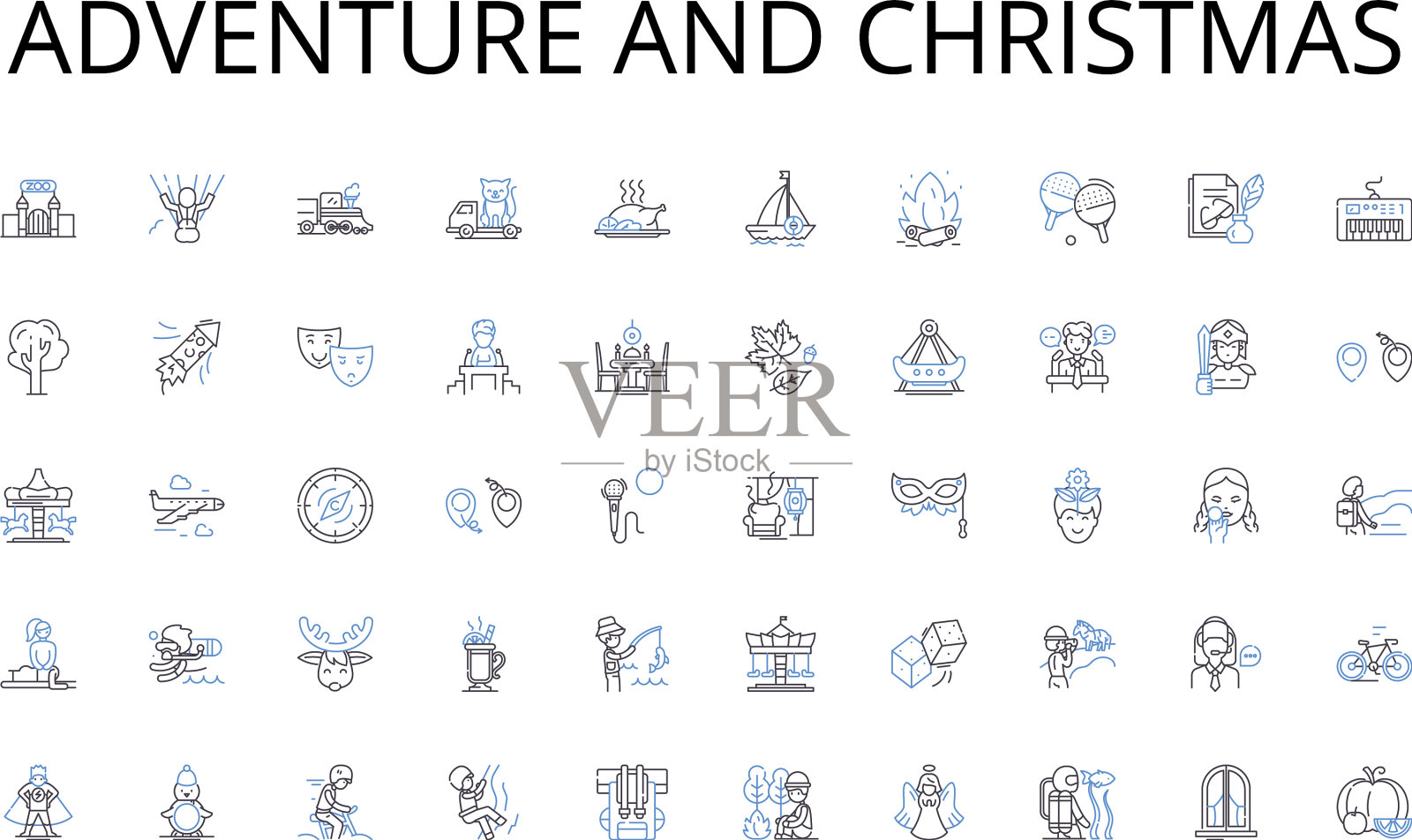 冒险和圣诞节线图标收集图标素材