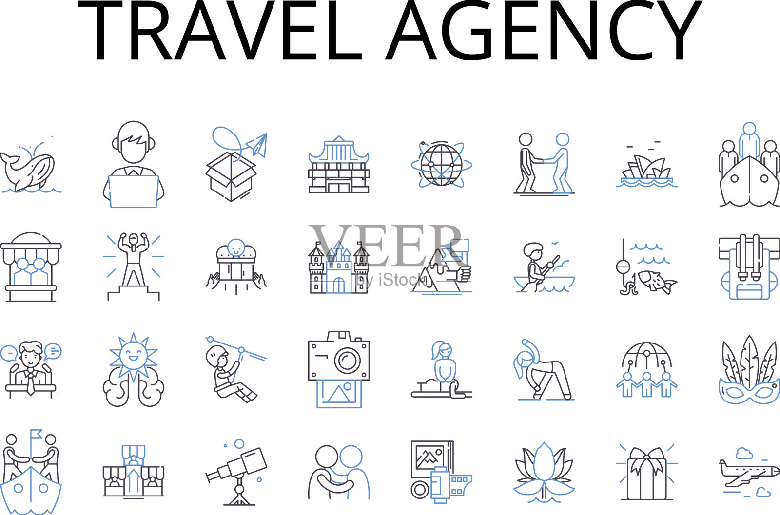 旅行社线路图标集合旅游经营者图标素材