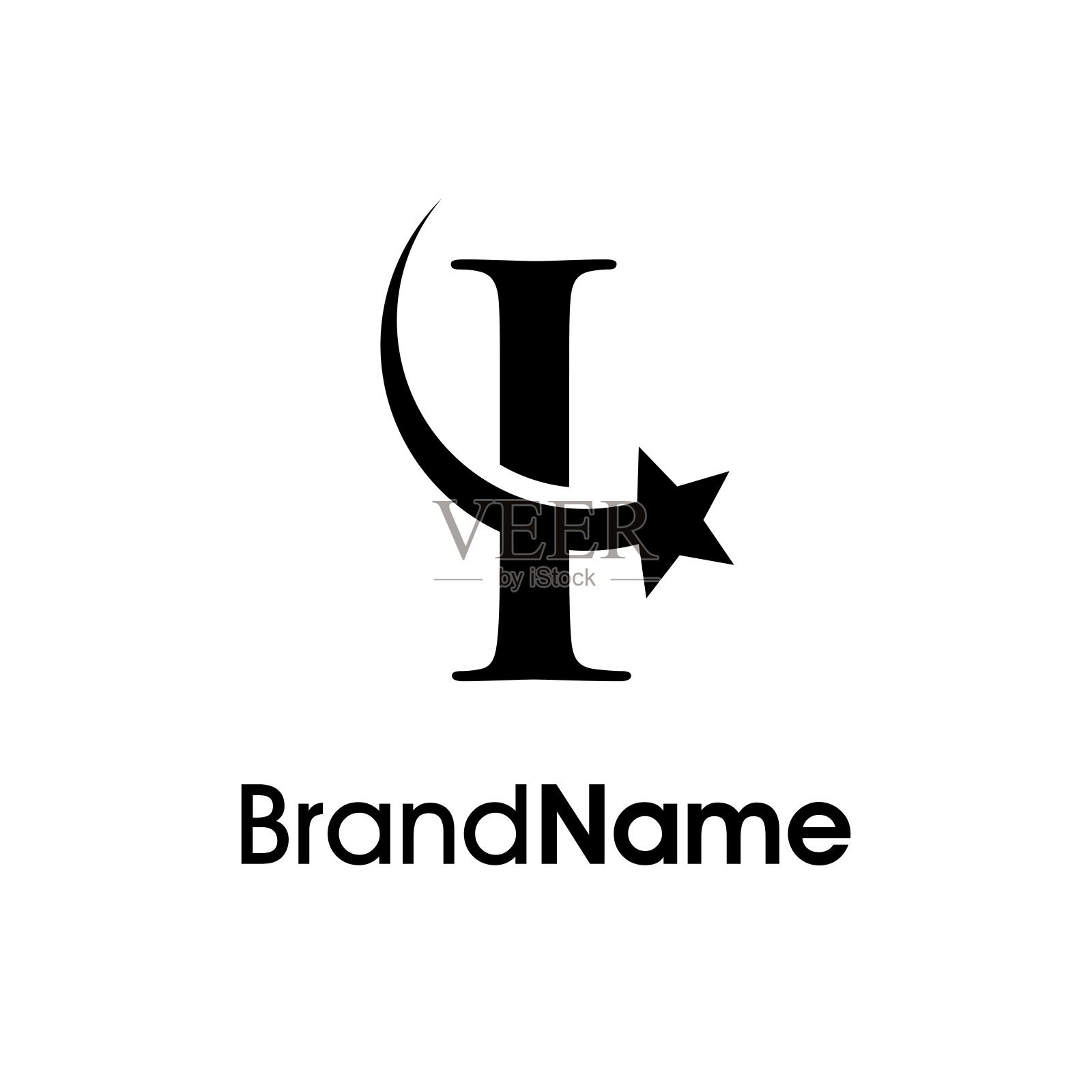 优雅的首字母I星标志插画图片素材