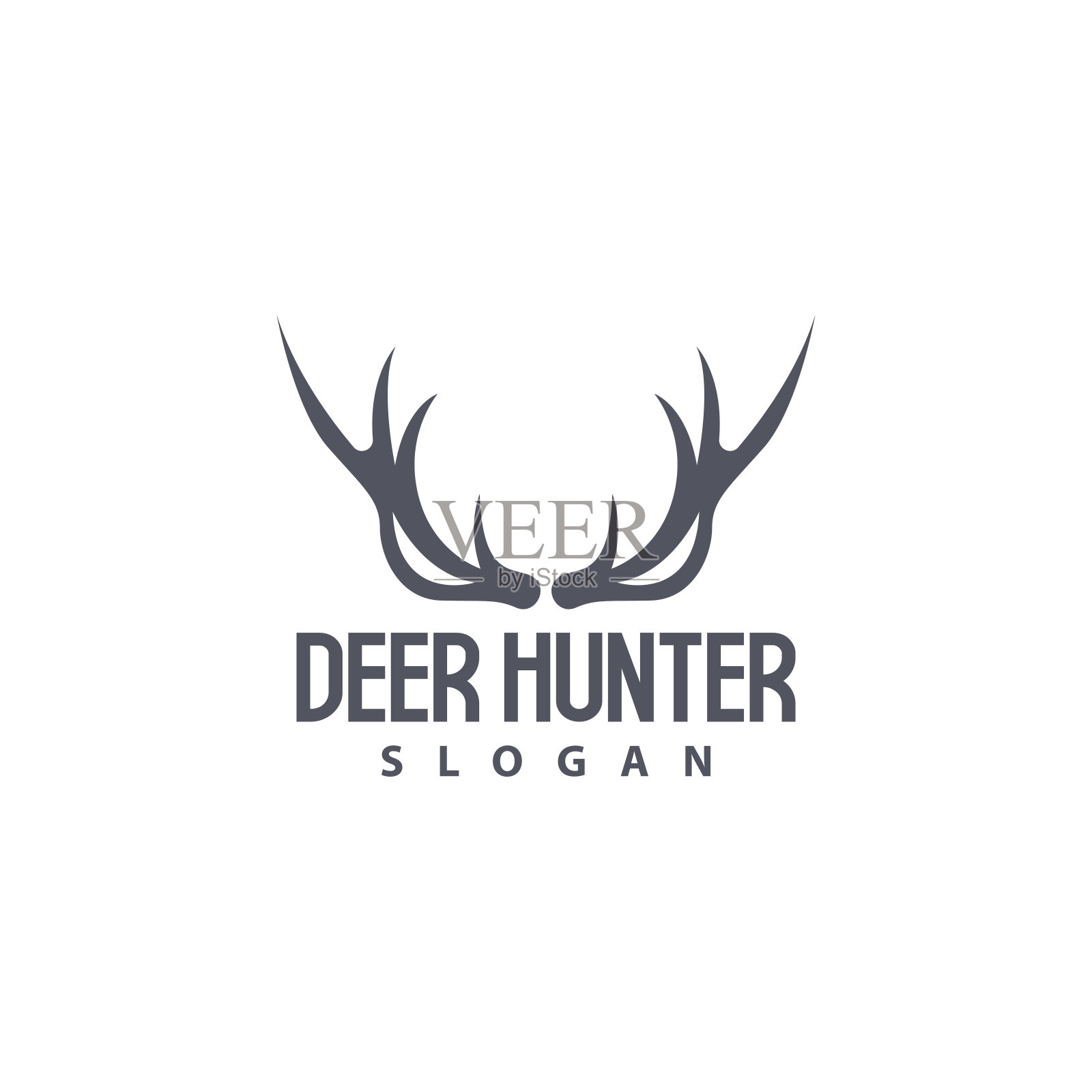 鹿标志,鹿猎人矢量,森林动物设计,鹿角复古复古符号设计图标插画图片素材