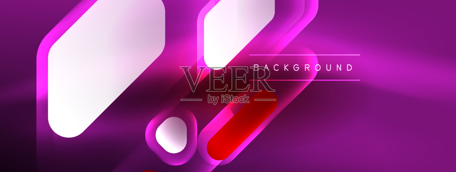 霓虹灯线条抽象的方形和圆形插画图片素材