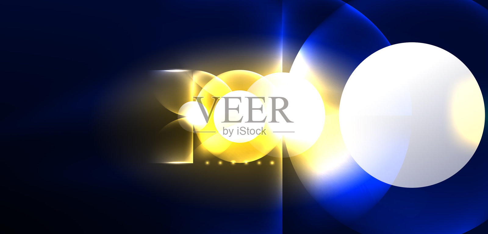 霓虹灯发光的圆圈抽象插画图片素材