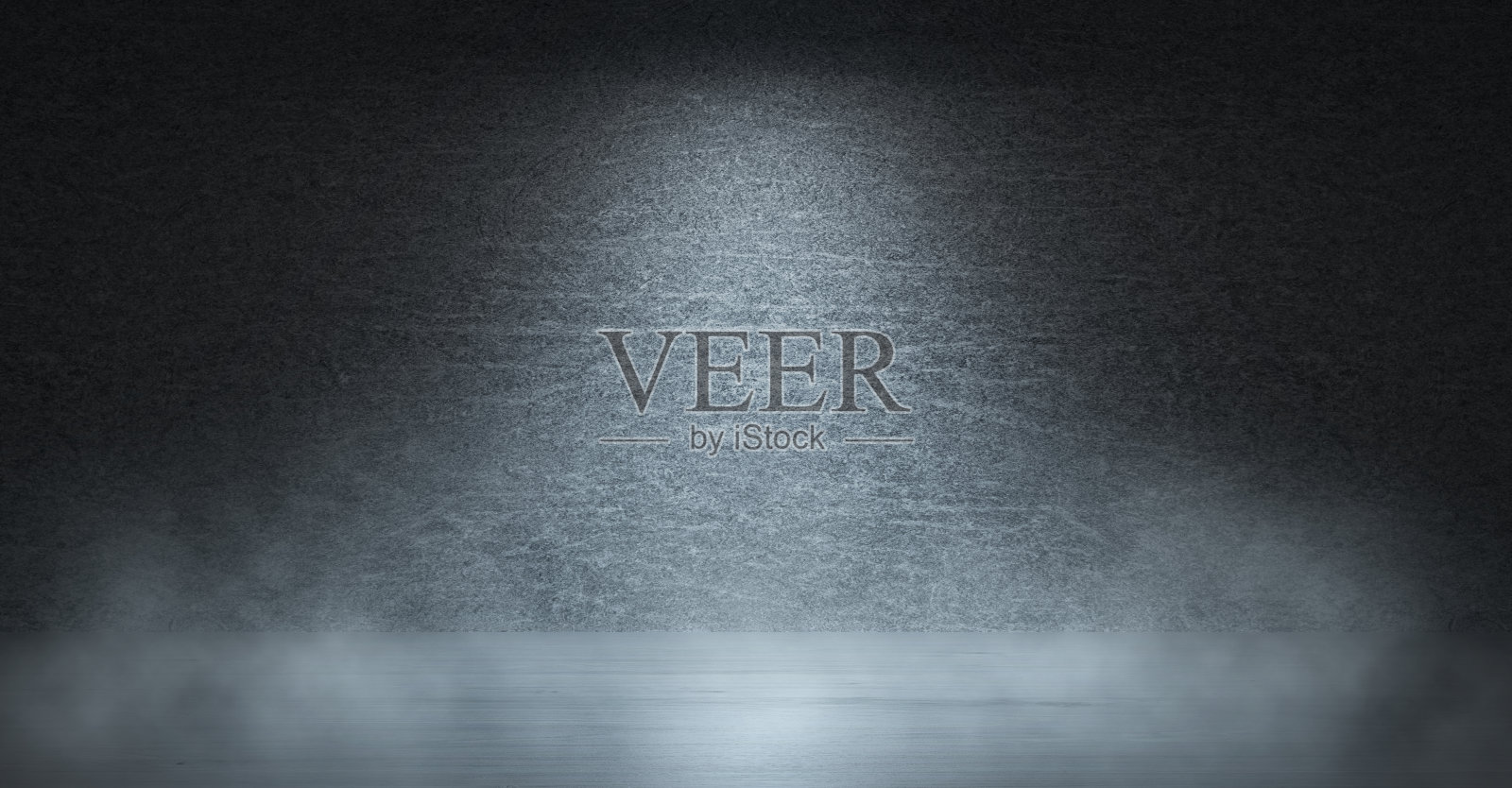 空的黑暗抽象工作室。混凝土墙,深色木地板,烟雾,灯光,辉光,光线。照片摄影图片