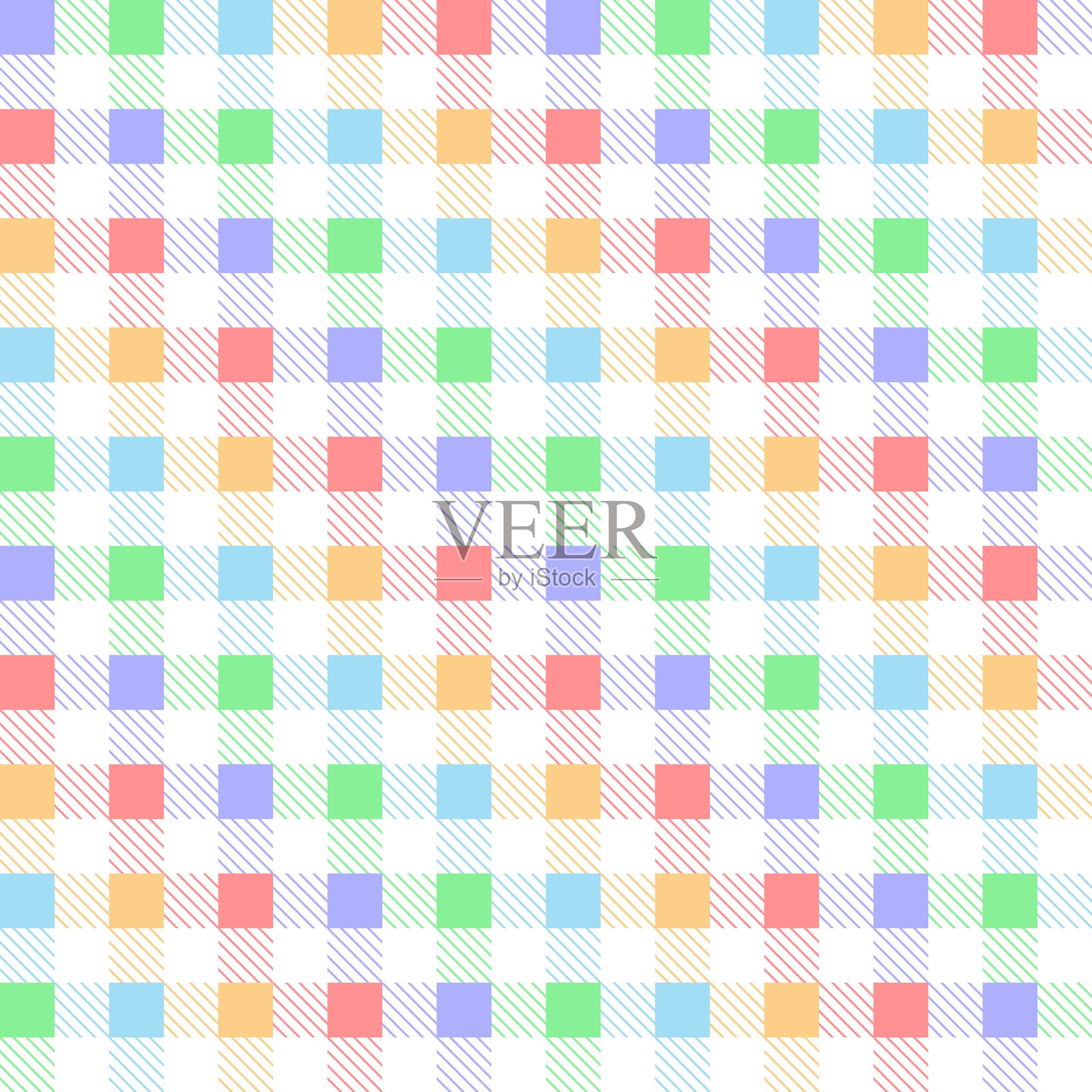 方格无缝图案在彩虹柔和的颜色。纺织品,织物,墙纸,包装,礼品包装,纸张,剪贴簿和包装的表面设计插画图片素材