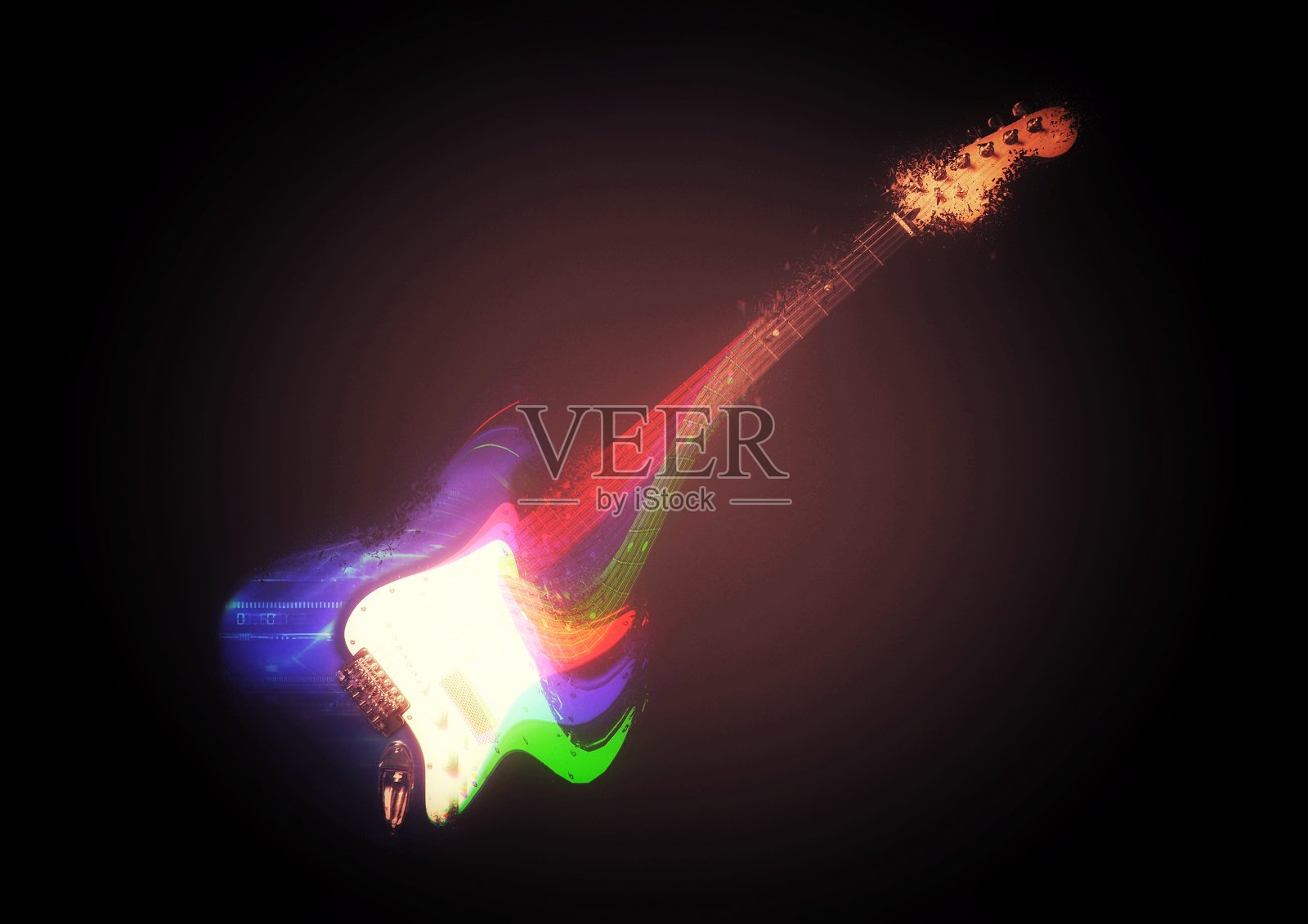 一个抽象和艺术电吉他的3d插图照片摄影图片