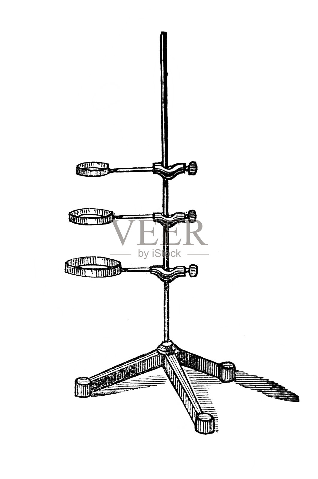 旧书《显微技术》中的烧瓶三脚架,C. Friedlaender, 1899年,圣彼得堡插画图片素材