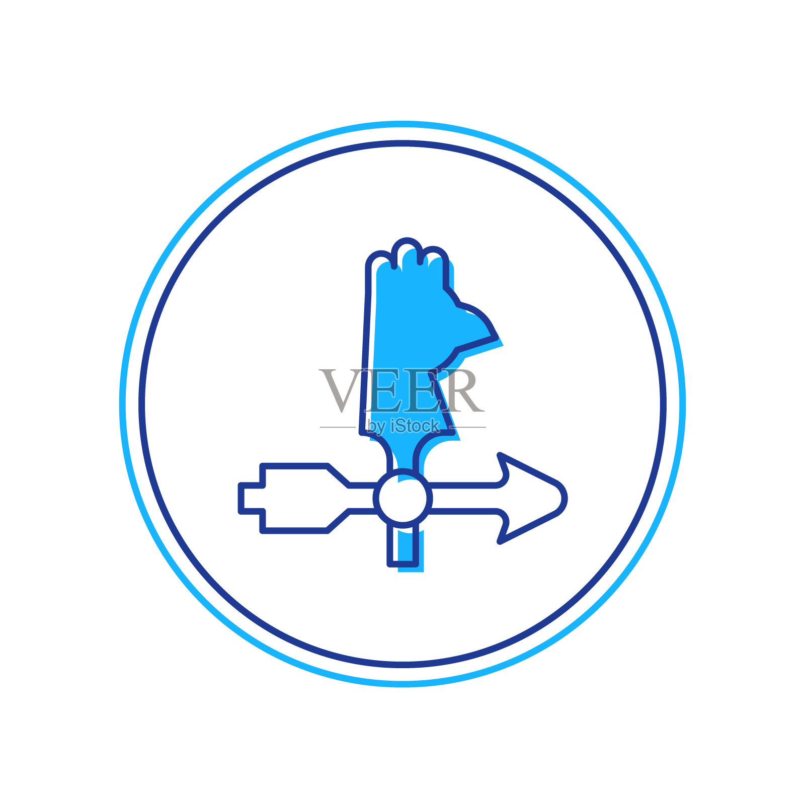 填充轮廓公鸡风向标图标孤立的白色背景。随风倒的迹象。Windvane公鸡。向量插画图片素材