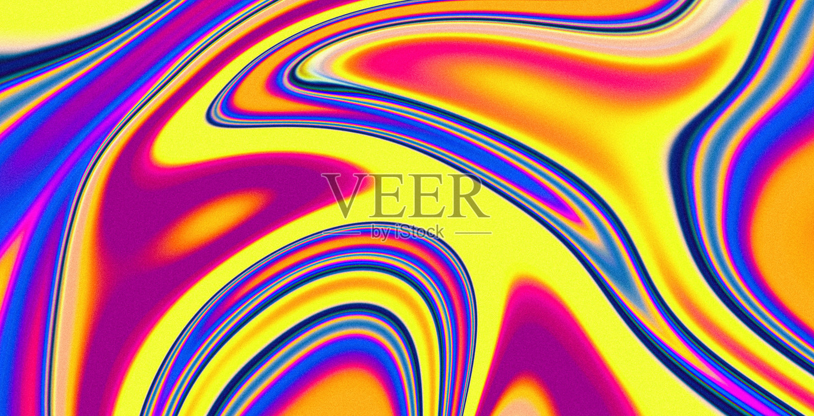 液体色流充满活力的背景,噪音纹理效果,黄红紫蓝色流抽象图案插画图片素材