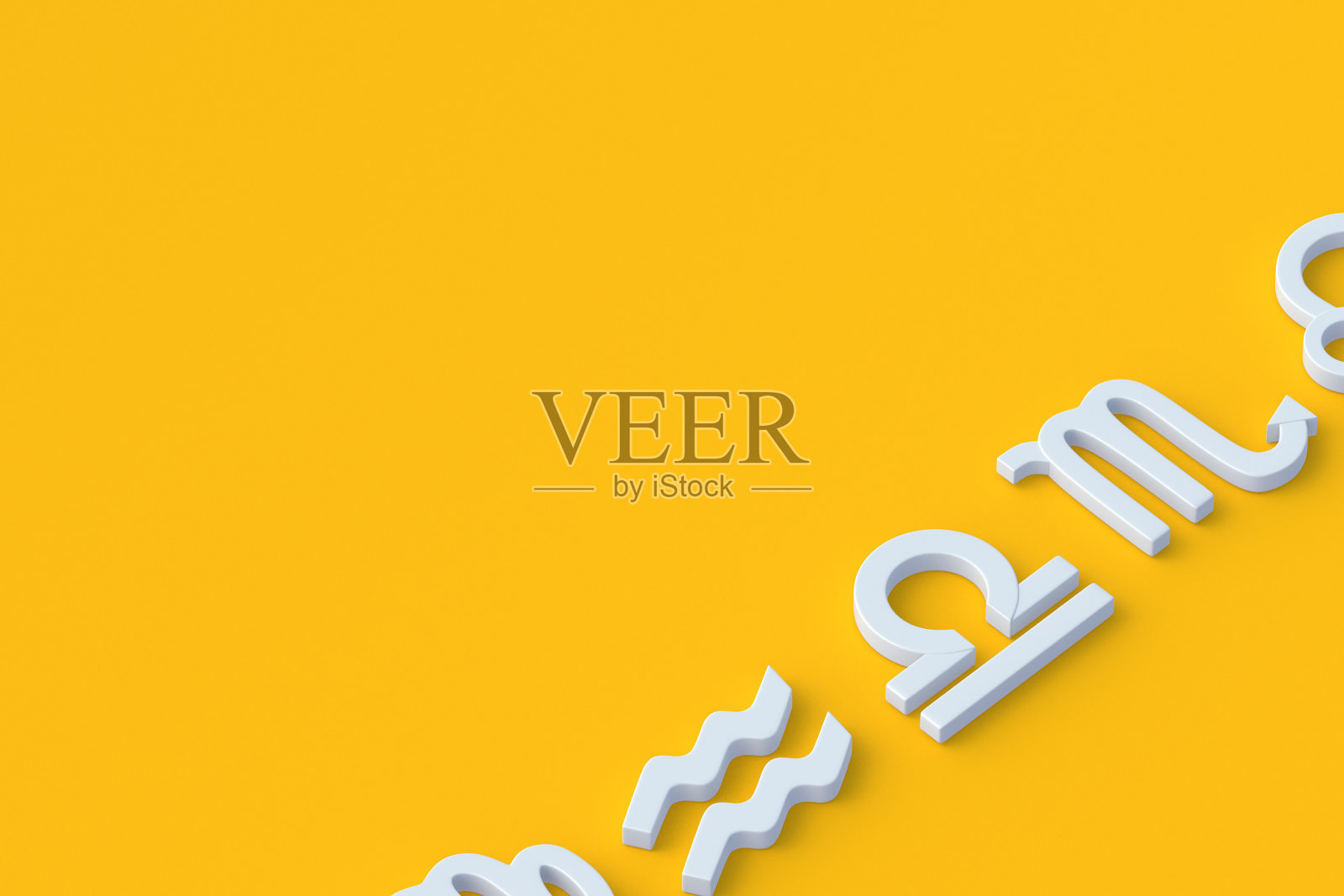 星象的一排。金属金色生肖符号。占星术和命理学。占星术的日历。副本的空间。三维渲染照片摄影图片